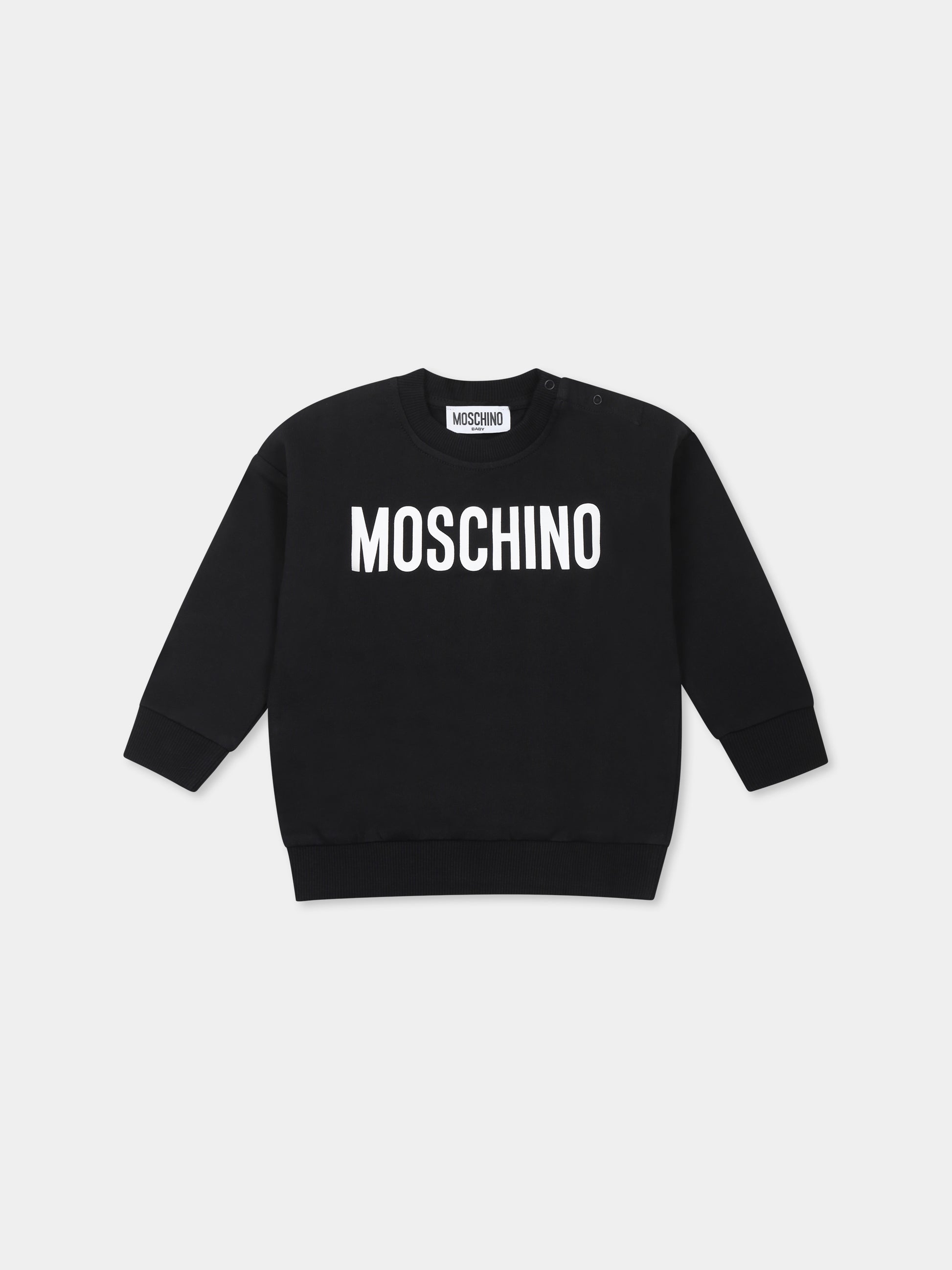 Felpa nera per neonati con logo,Moschino Kids,MUF05O LCA60 60100