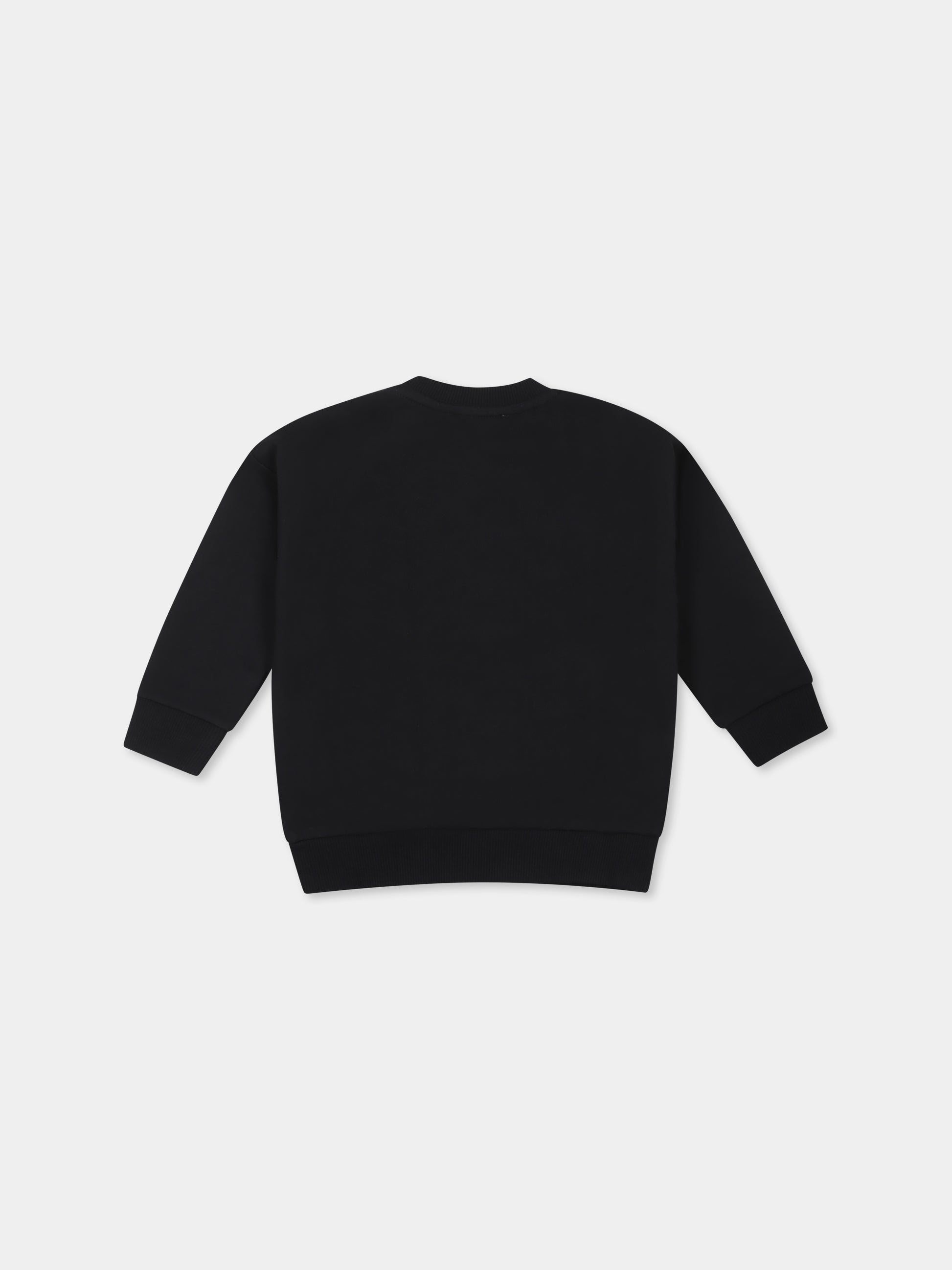 Felpa nera per neonati con logo,Moschino Kids,MUF05O LCA60 60100