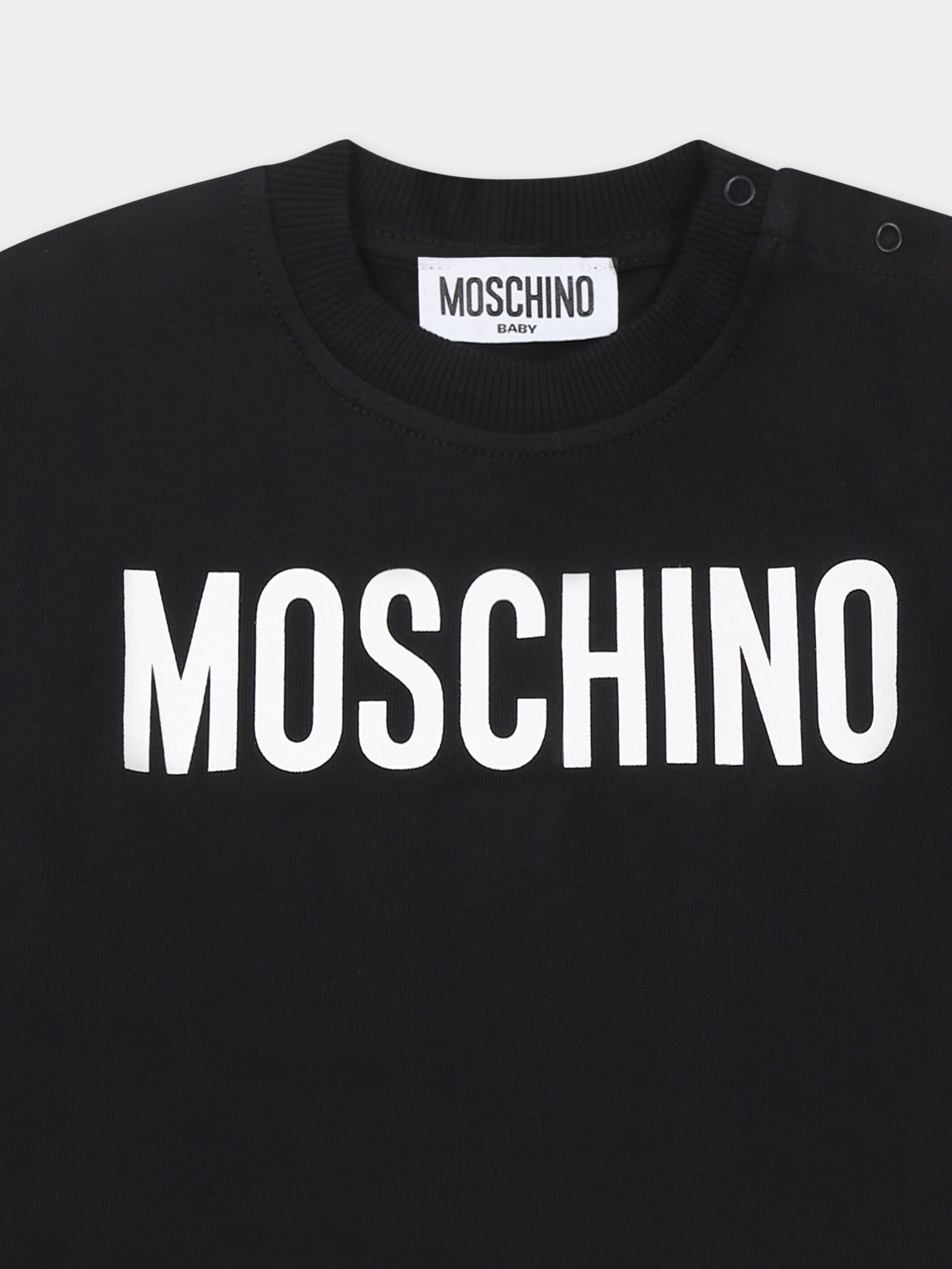 Felpa nera per neonati con logo,Moschino Kids,MUF05O LCA60 60100