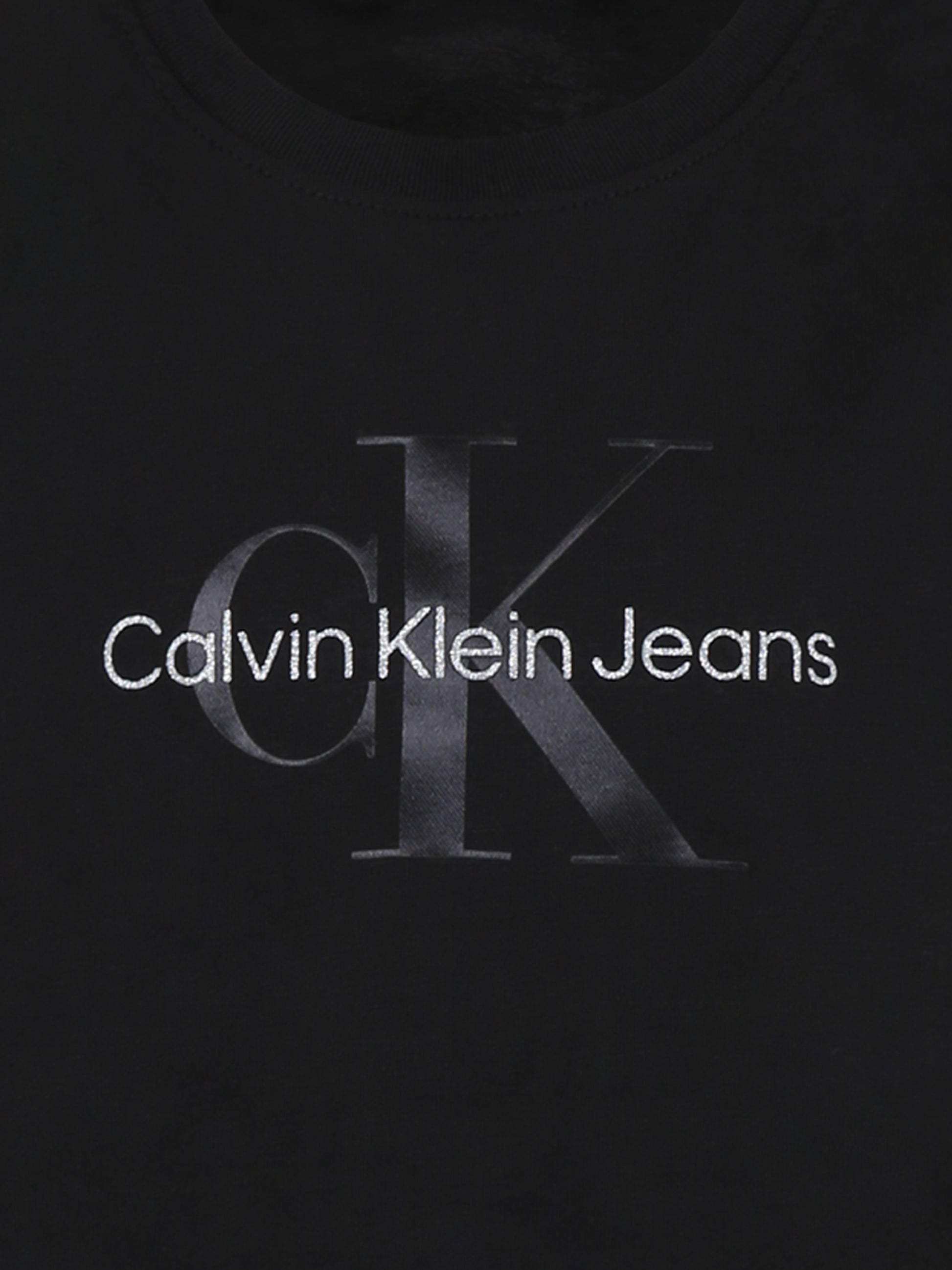 T-shirt nera per bambina con logo e lurex,Calvin Klein Kids,IG0IG02529 BEH
