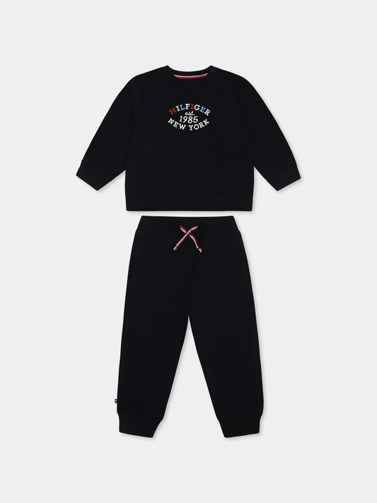 Completo blu per neonato con logo e bandierina,Tommy Hilfiger Junior,KN0KN01863 DW5