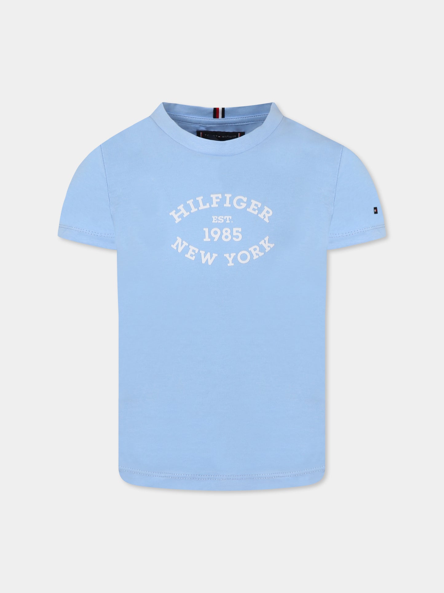 T-shirt celeste per bambino con logo,Tommy Hilfiger Junior,KB0KB08658 C1Z