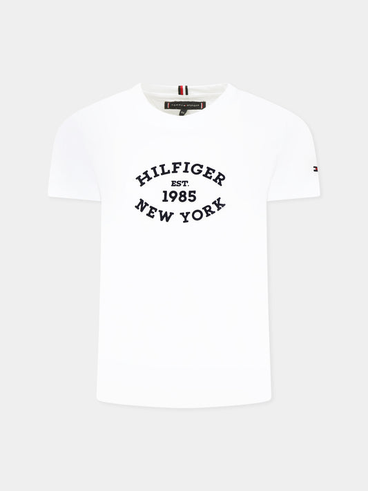 T-shirt bianca per bambino con logo,Tommy Hilfiger Junior,KB0KB08658 YBR