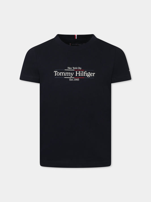 T-shirt blu per bambino con logo,Tommy Hilfiger Junior,KB0KB09158 DW5