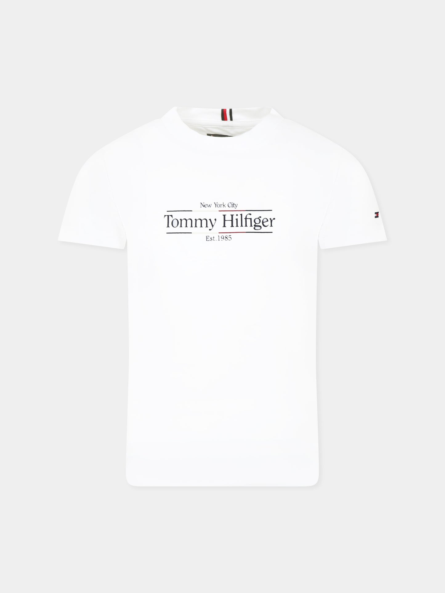 T-shirt bianca per bambino con logo,Tommy Hilfiger Junior,KB0KB09158 YBR