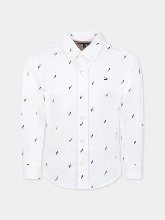 Camicia bianca per bambino con bandierina all over,Tommy Hilfiger Junior,KB0KB09267 YBS