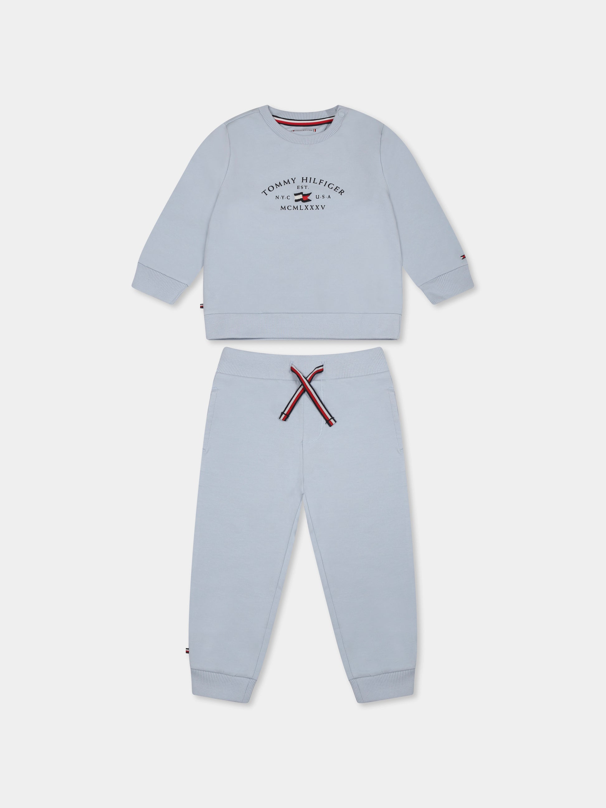 Completo celeste per neonato con logo e bandierina,Tommy Hilfiger Junior,KN0KN01939 C1O