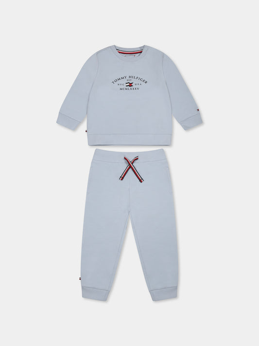 Completo celeste per neonato con logo e bandierina,Tommy Hilfiger Junior,KN0KN01939 C1O