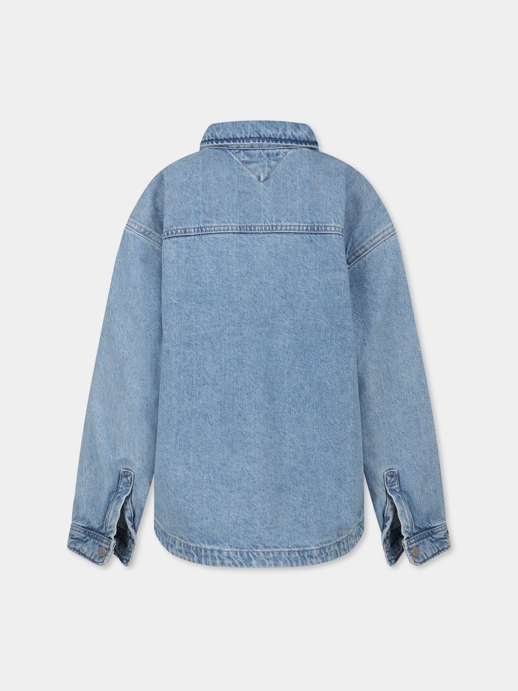 Camicia di jeans celeste per bambino con bandierina,Tommy Hilfiger Junior,KB0KB08874 DW5