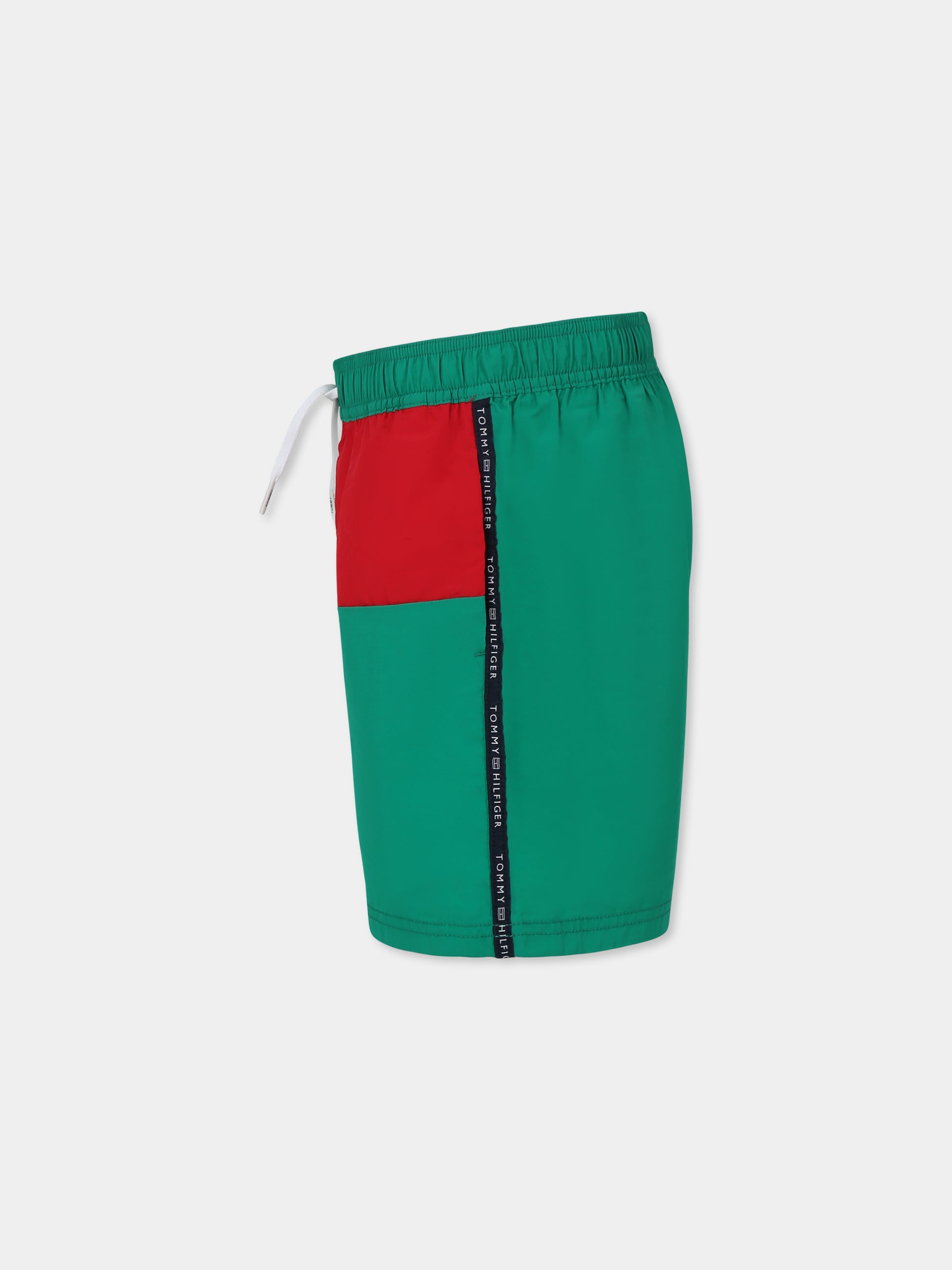 Boxer mare verde per bambino con logo,Tommy Hilfiger Junior,UB0UB00527 L4B