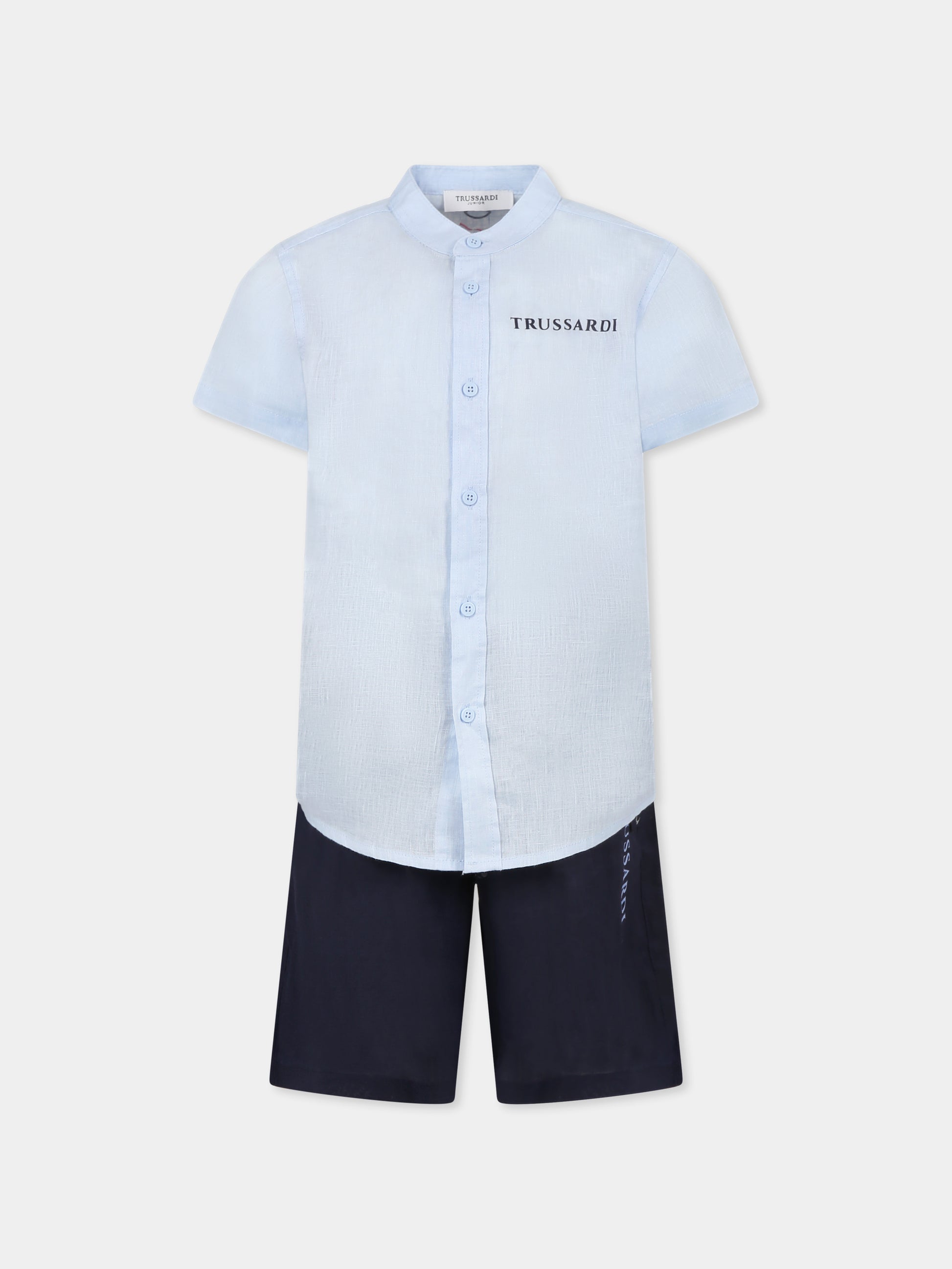 Completo azzurro per bambino con logo,Trussardi Junior,TBP25013CL AZURE DUST