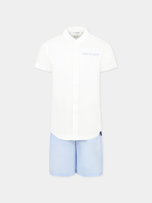 Completo bianco per bambino con logo,Trussardi Junior,TBP25013CL WHITE