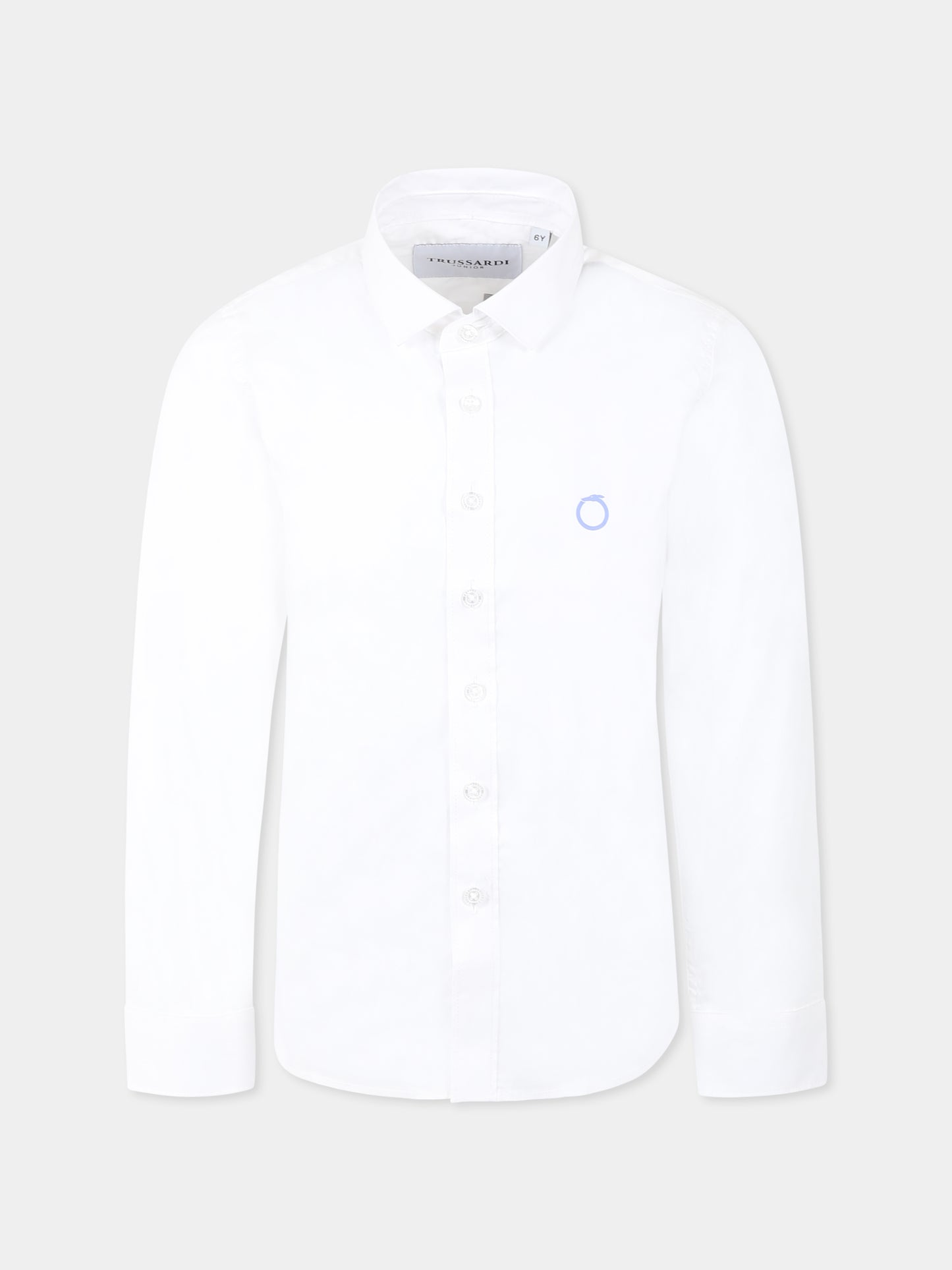 Camicia bianca per bambino con logo,Trussardi Junior,TBP25020CA WHITE