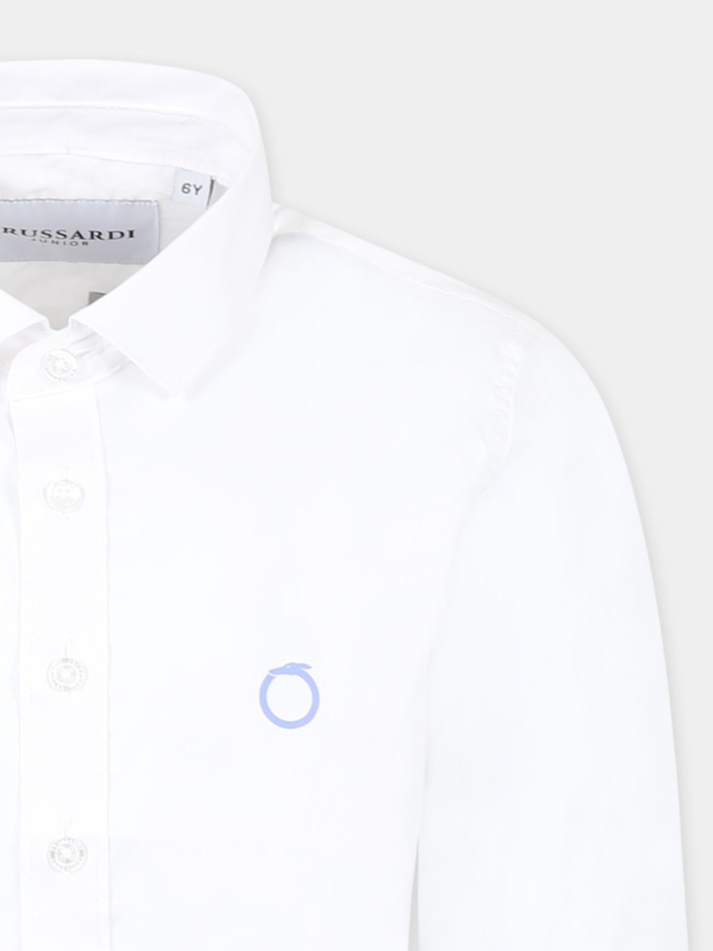 Camicia bianca per bambino con logo,Trussardi Junior,TBP25020CA WHITE
