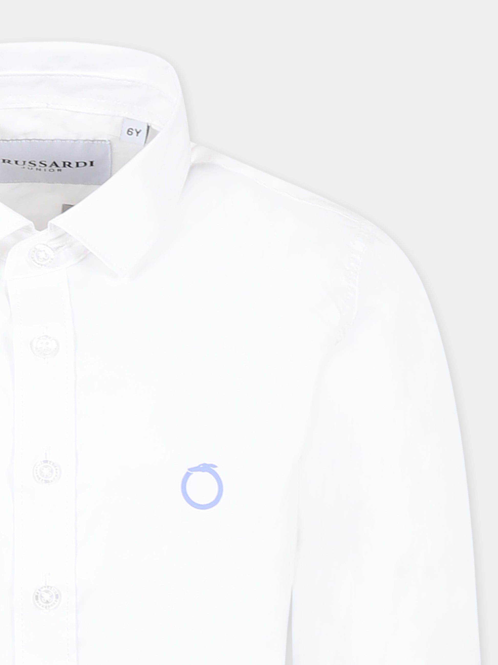 Camicia bianca per bambino con logo,Trussardi Junior,TBP25020CA WHITE