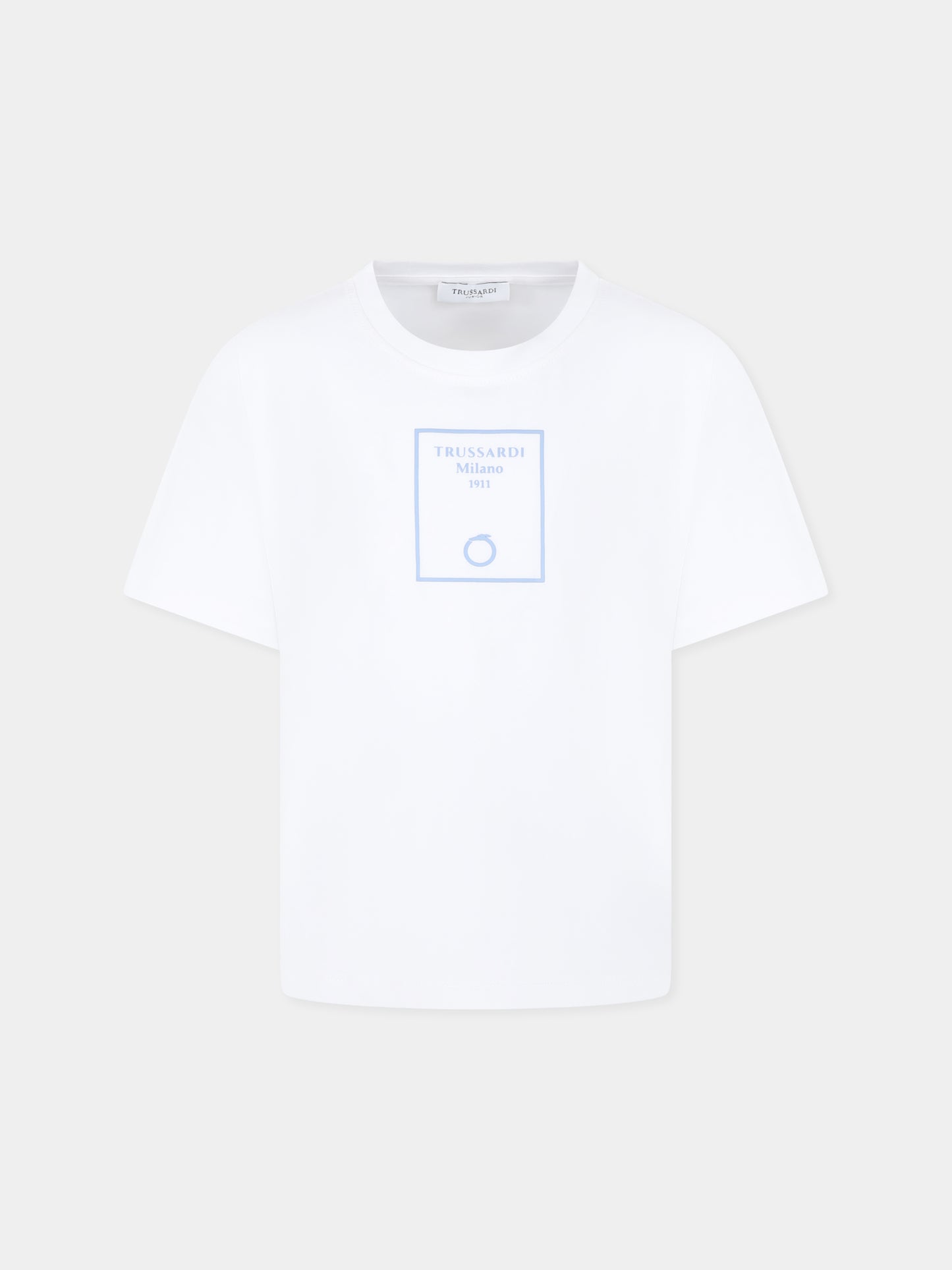 T-shirt bianca per bambino con logo,Trussardi Junior,TBP25025TS WHITE