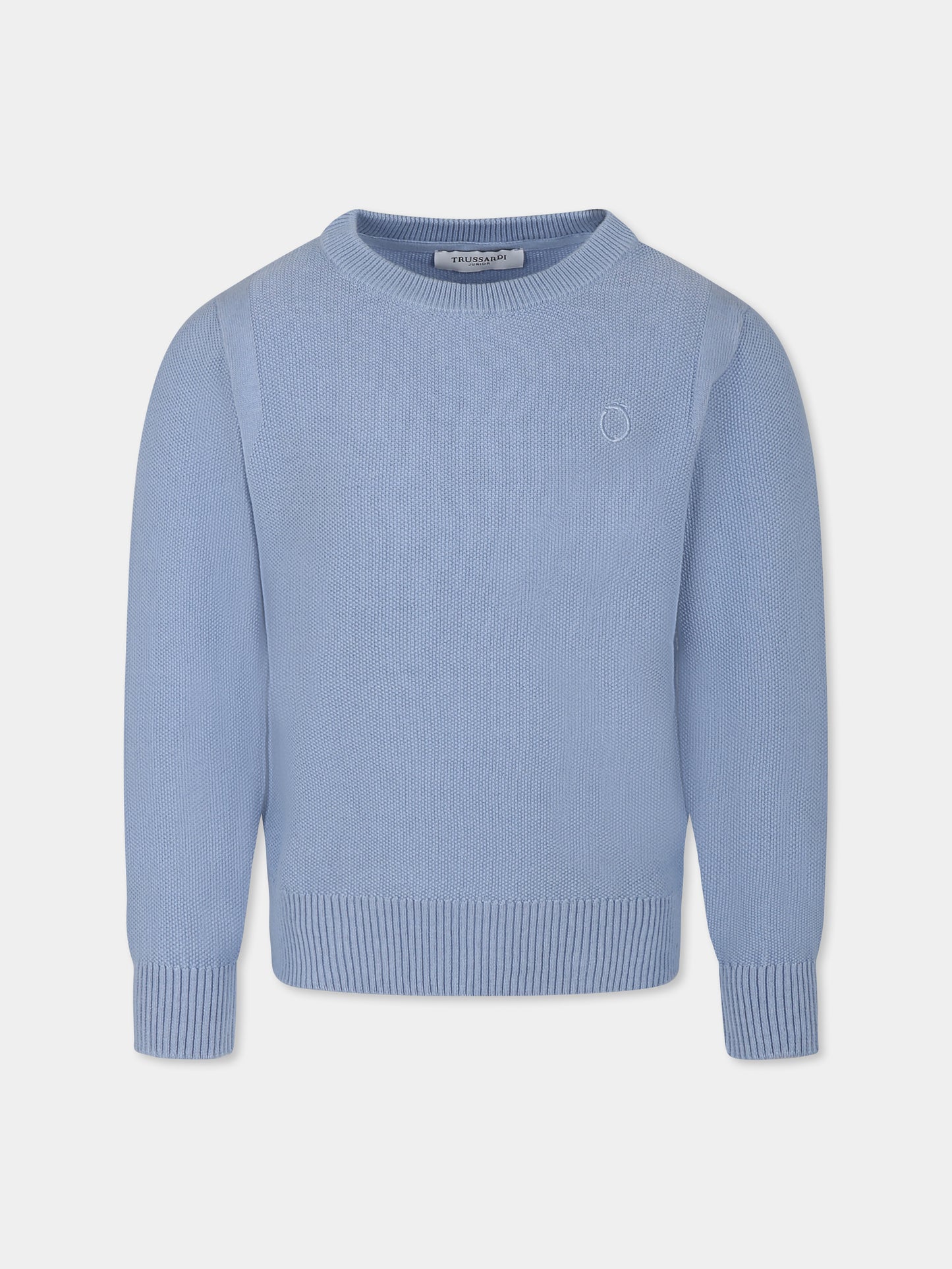 Maglione azzurro per bambino con logo,Trussardi Junior,TBP25033MA AZURE DUST