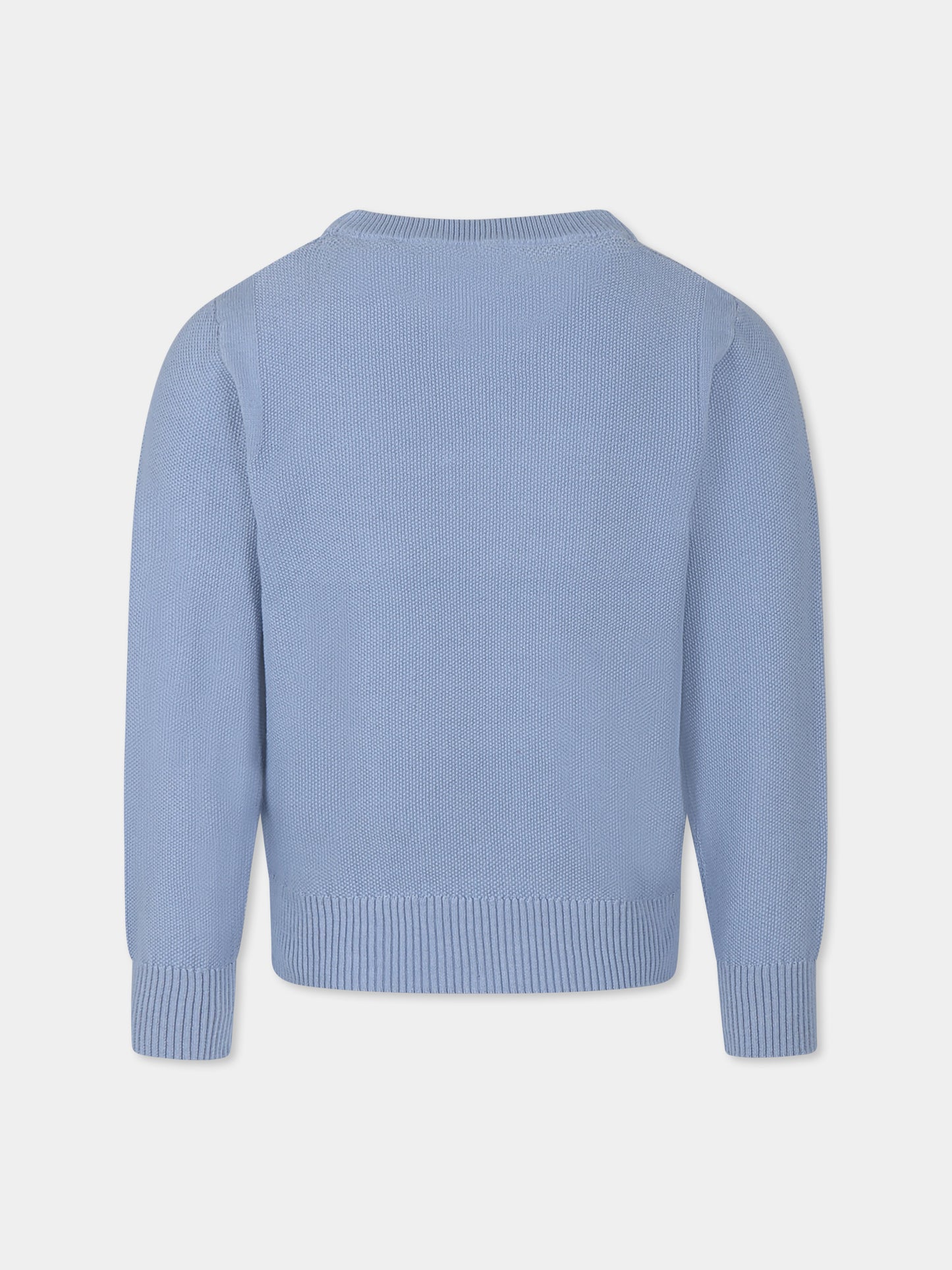 Maglione azzurro per bambino con logo,Trussardi Junior,TBP25033MA AZURE DUST