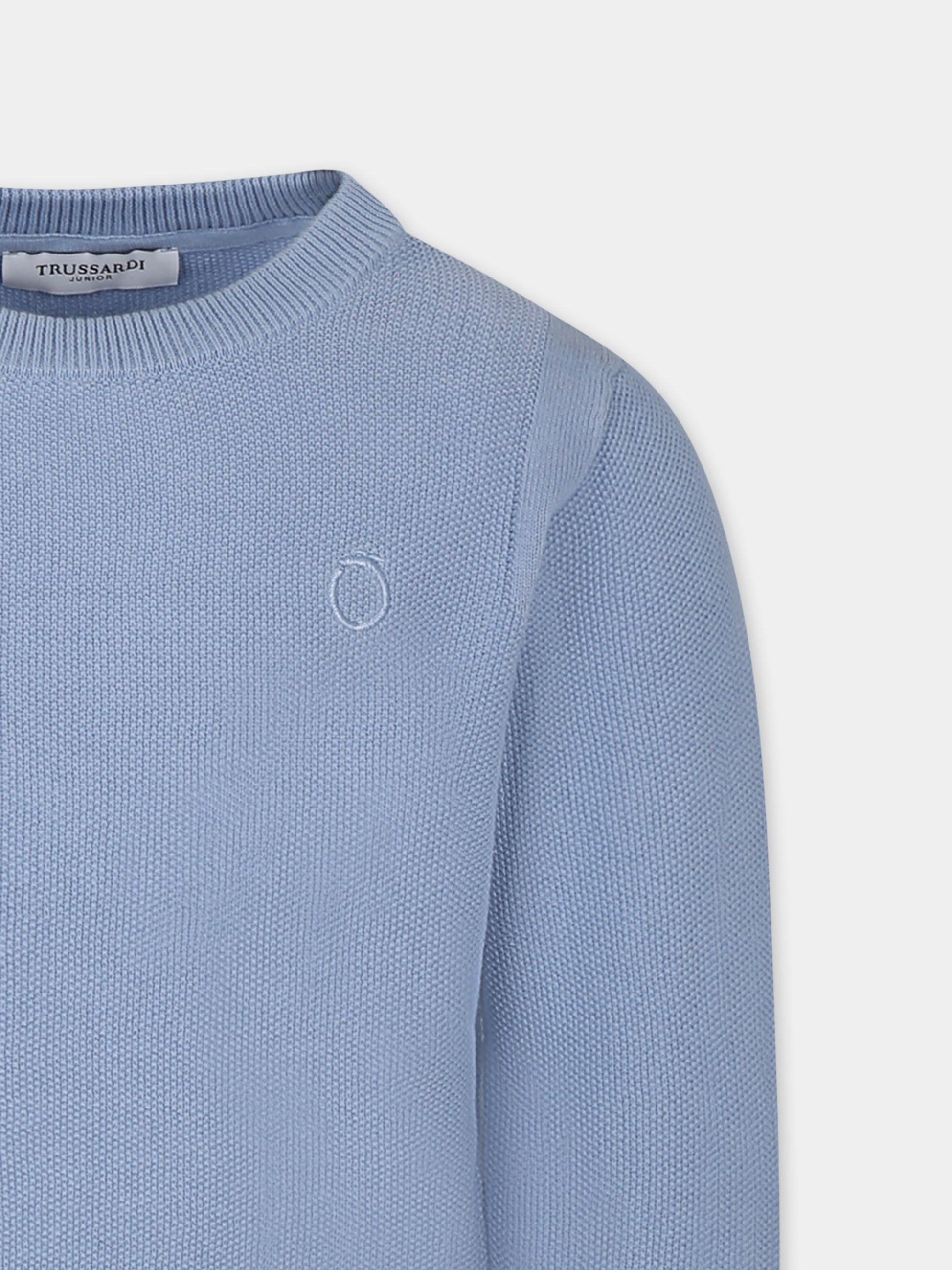 Maglione azzurro per bambino con logo,Trussardi Junior,TBP25033MA AZURE DUST