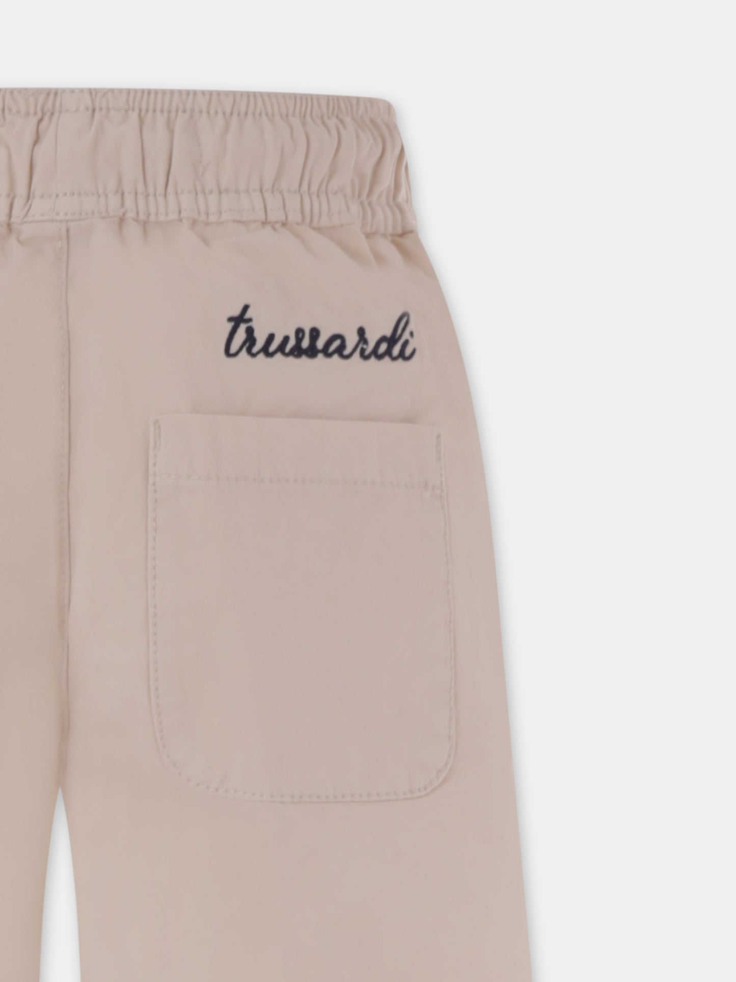 Shorts beige per bambino con logo,Trussardi Junior,TBP25076BE BEIGE LIGHT