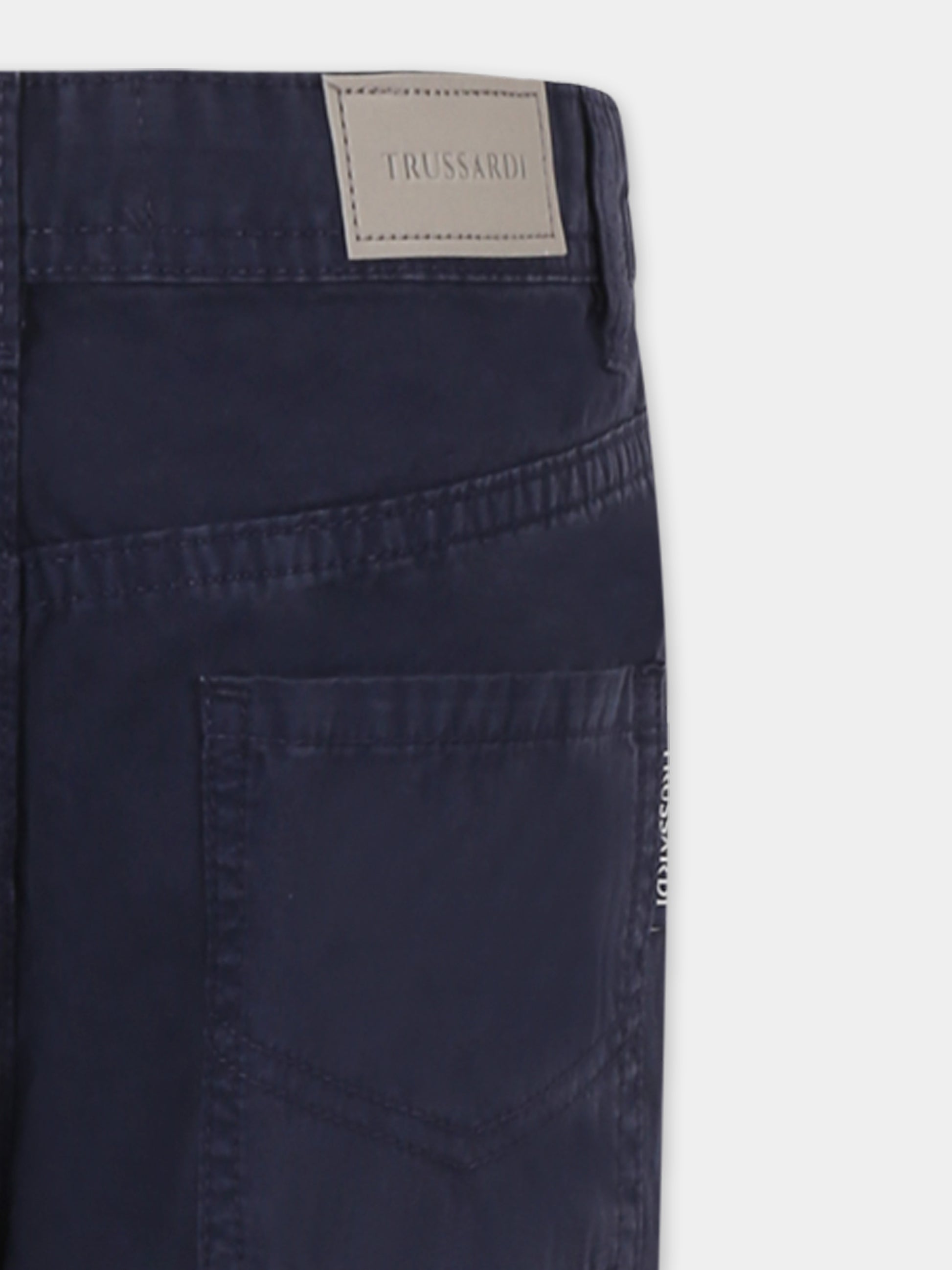 Pantaloni blu per bambino con logo,Trussardi Junior,TBP25086JE DENIM BLUE NAVY