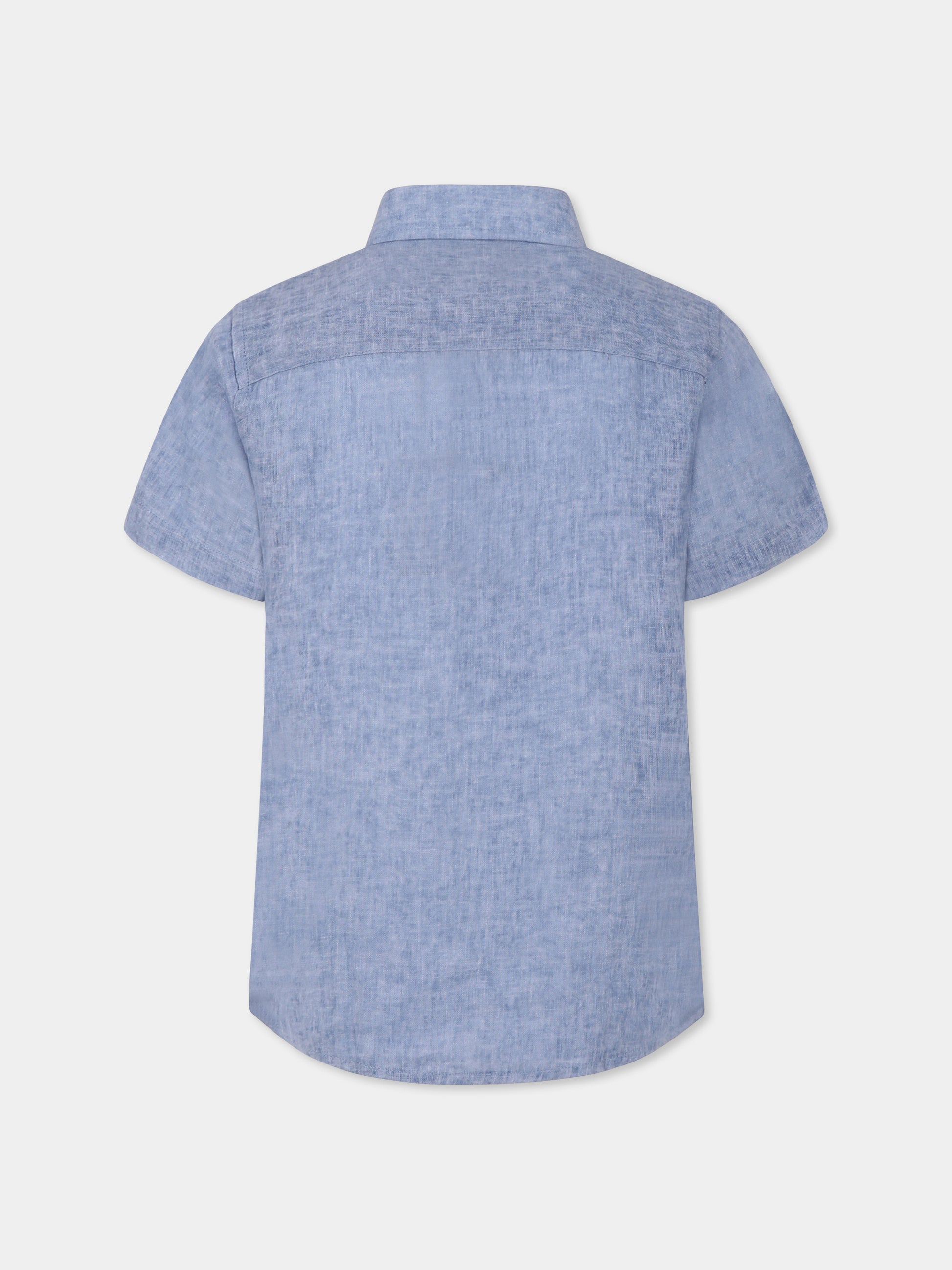 Camicia azzurra per bambino con logo,Trussardi Junior,TBP25087CA AZURE DUST