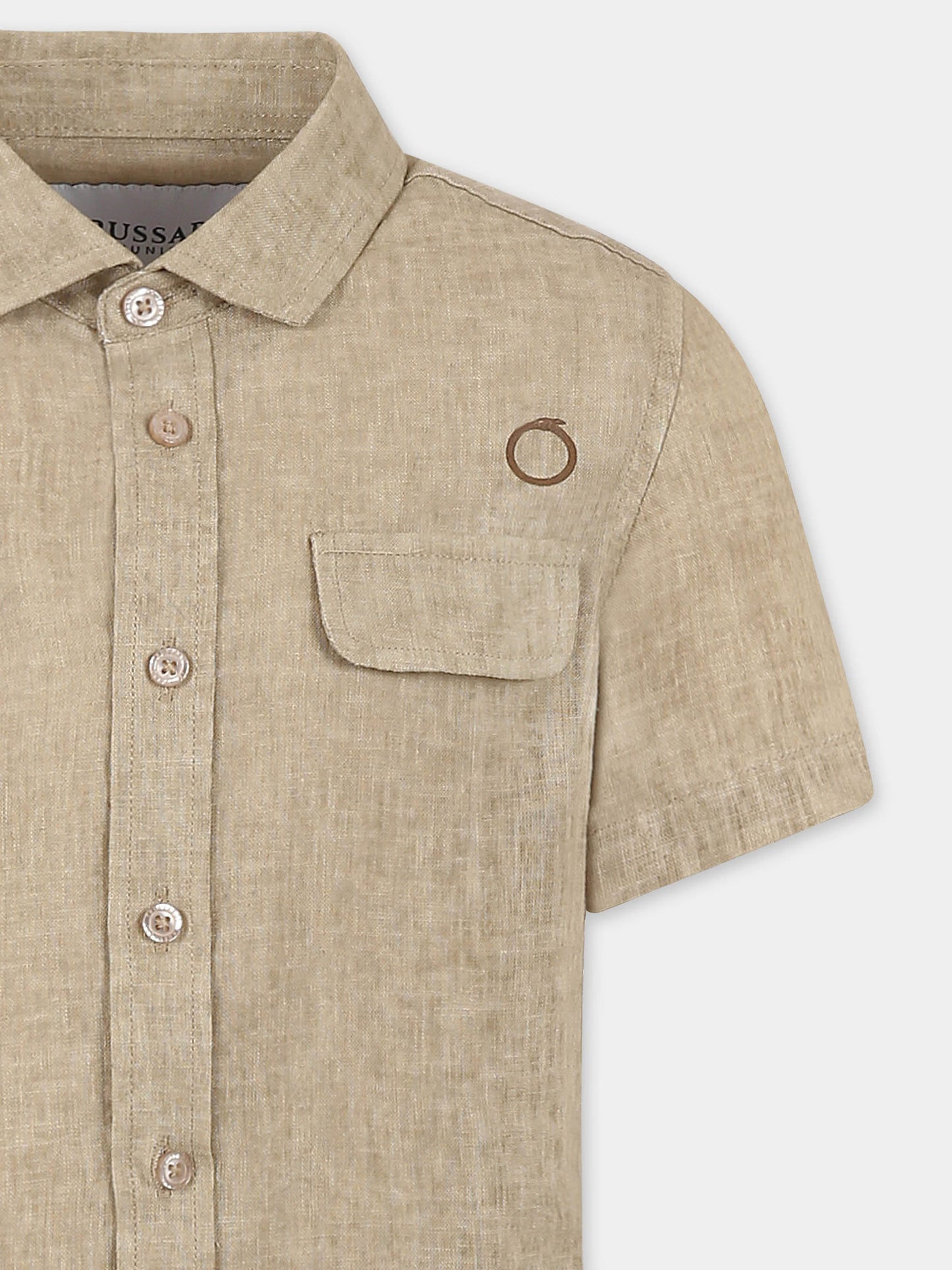 Camicia beige per bambino con logo,Trussardi Junior,TBP25087CA BEIGE MOICA