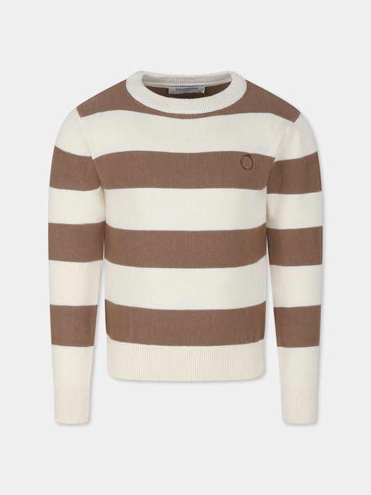 Maglione avorio per bambino con logo,Trussardi Junior,TBP25090MA BUTTER
