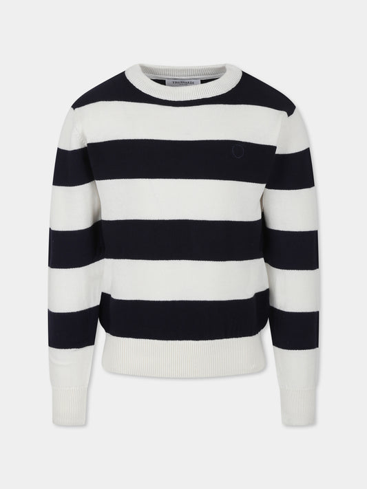 Maglione bianco per bambino con logo,Trussardi Junior,TBP25090MA WHITE