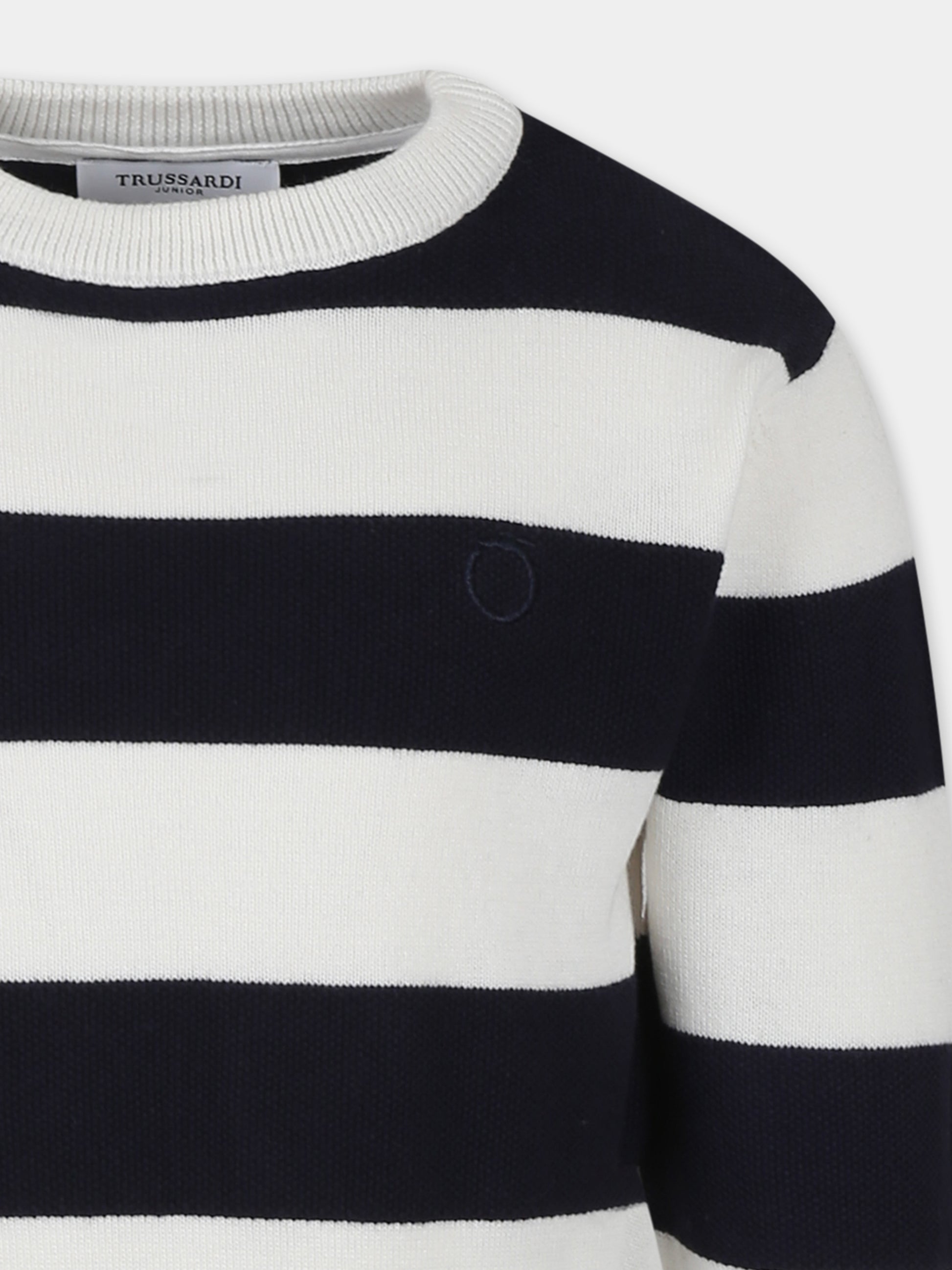 Maglione bianco per bambino con logo,Trussardi Junior,TBP25090MA WHITE