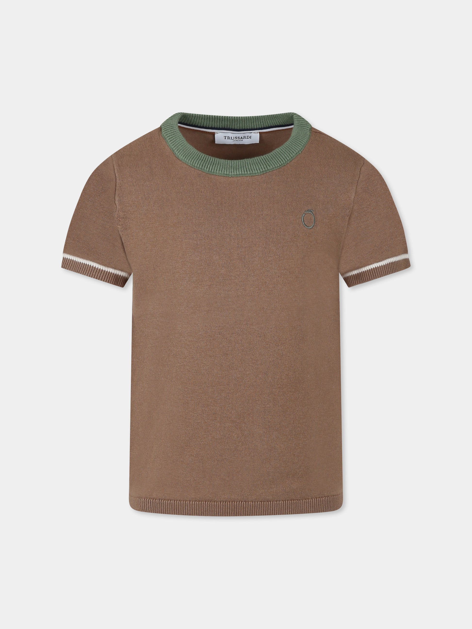Maglione marrone per bambini con logo,Trussardi Junior,TBP25113MA BEIGE MOICA