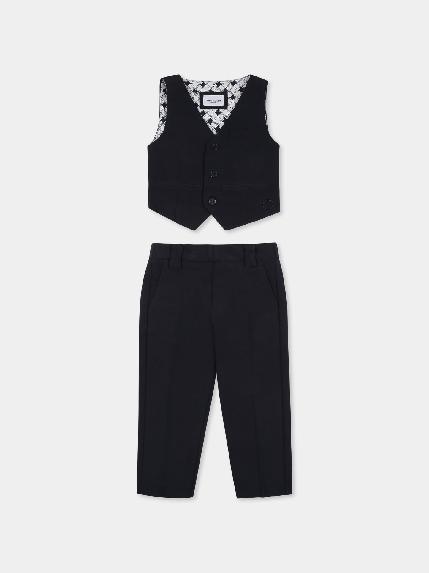 Completo blu per neonato con logo,Trussardi Junior,TIP25048JP BLUE NAVY