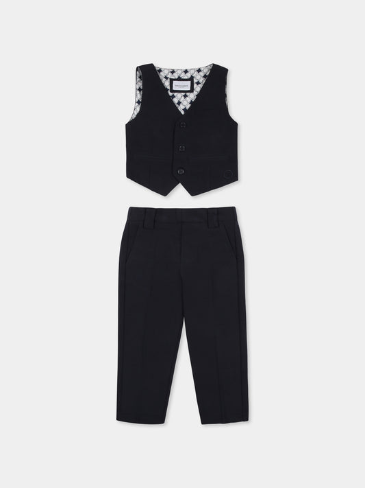 Completo blu per neonato con logo,Trussardi Junior,TIP25048JP BLUE NAVY