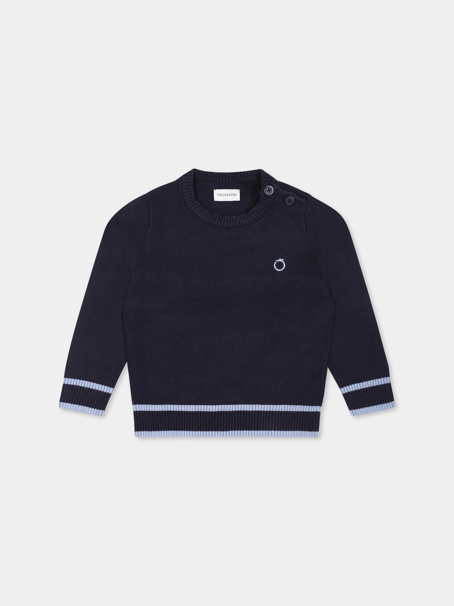 Maglione blu per neonato con logo,Trussardi Junior,TIP25072MA BLUE NAVY