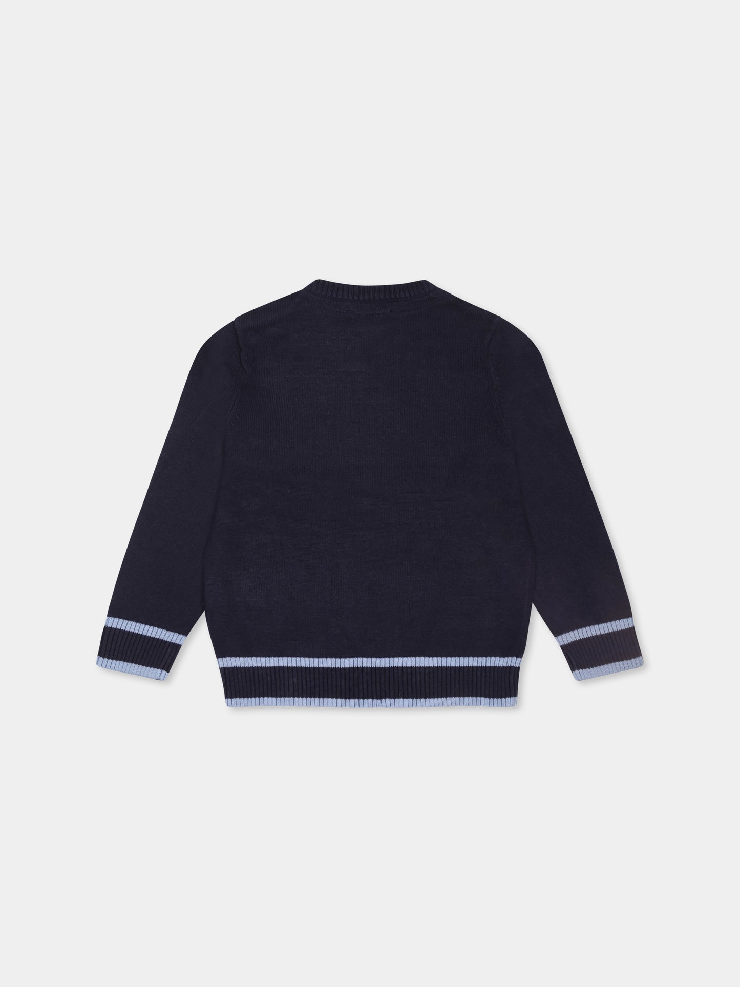 Maglione blu per neonato con logo,Trussardi Junior,TIP25072MA BLUE NAVY