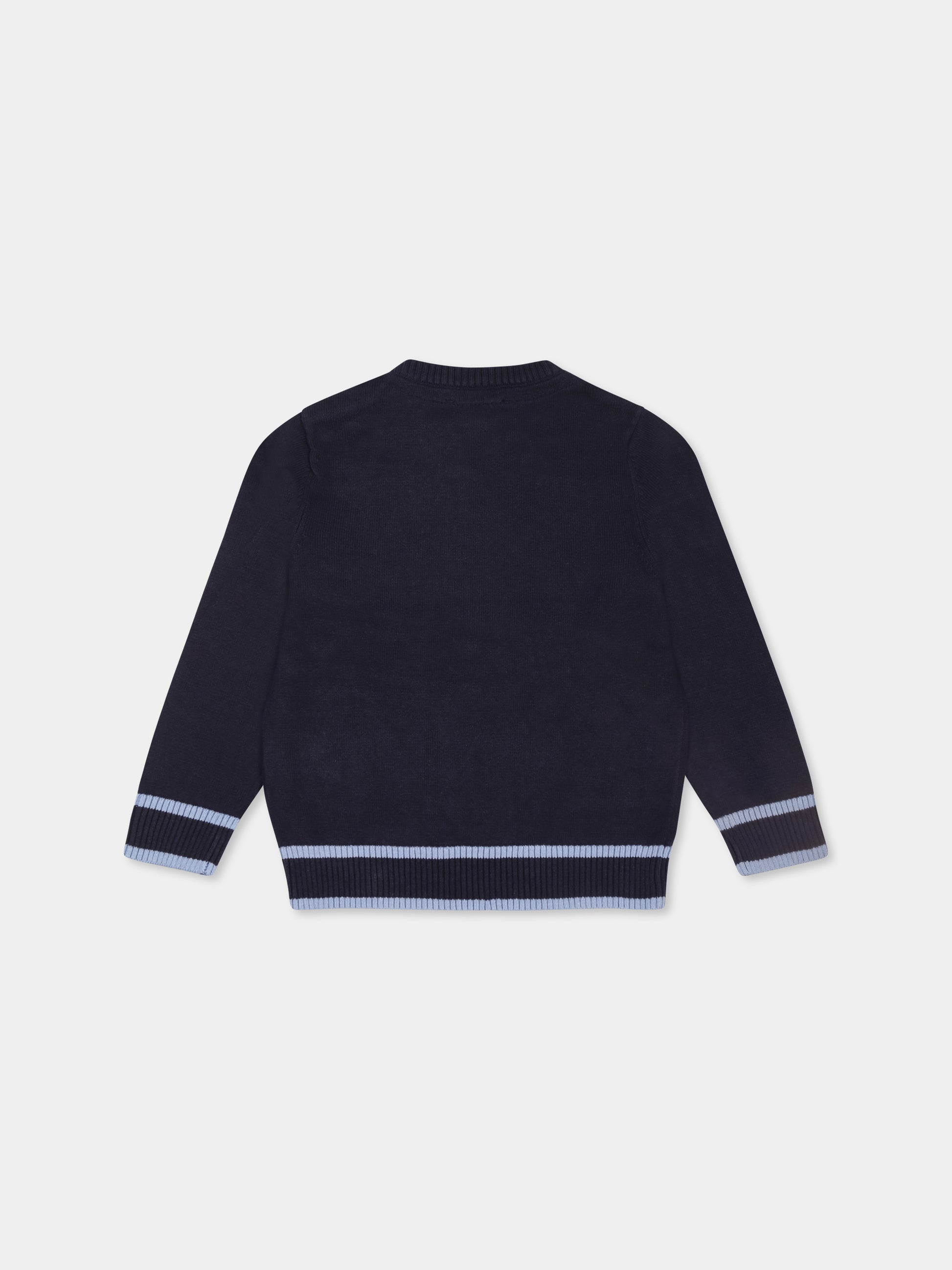Maglione blu per neonato con logo,Trussardi Junior,TIP25072MA BLUE NAVY