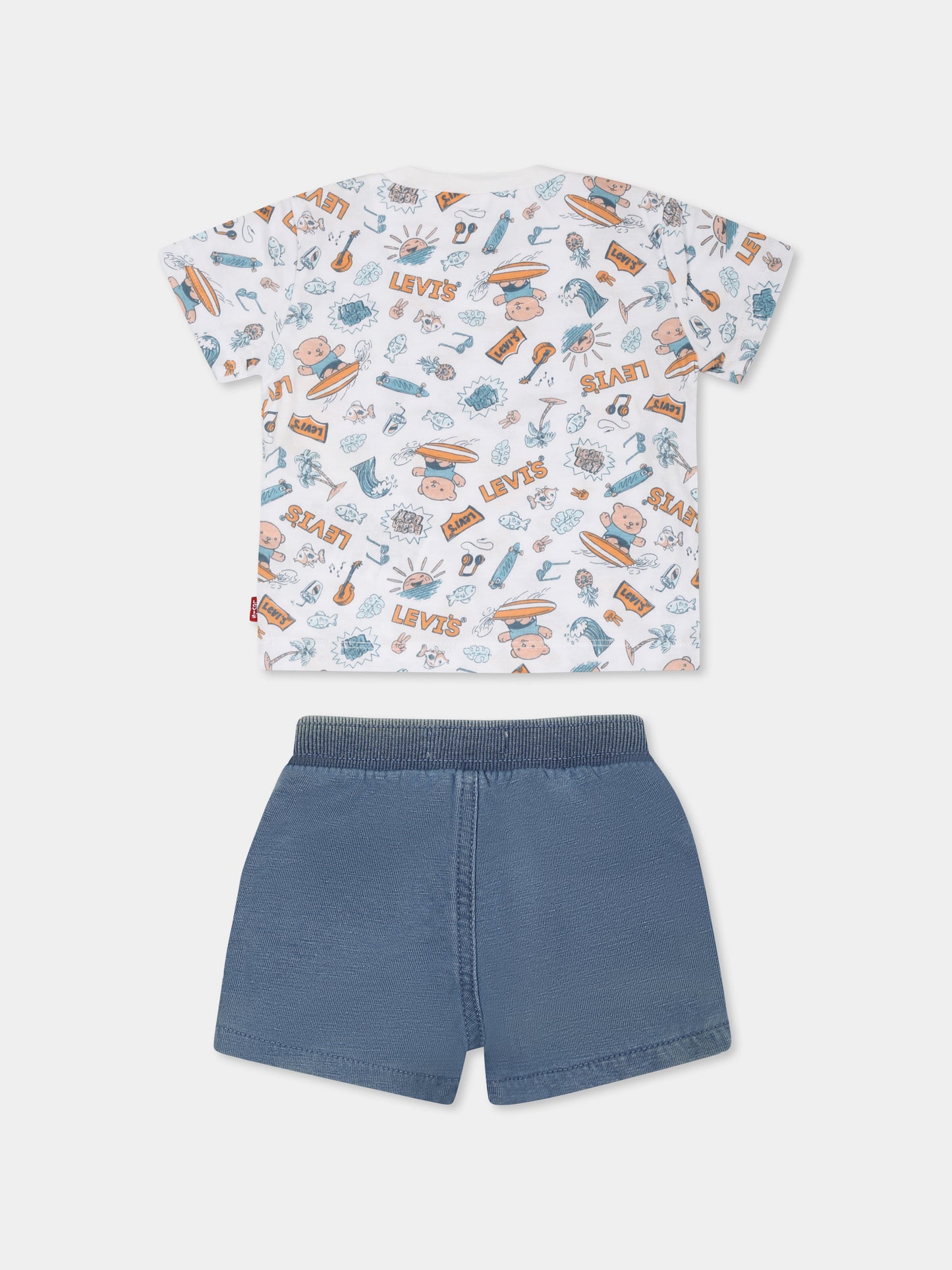 Completo blu per neonato con orsetto e logo,Levi's Kids,6EK237 W1T