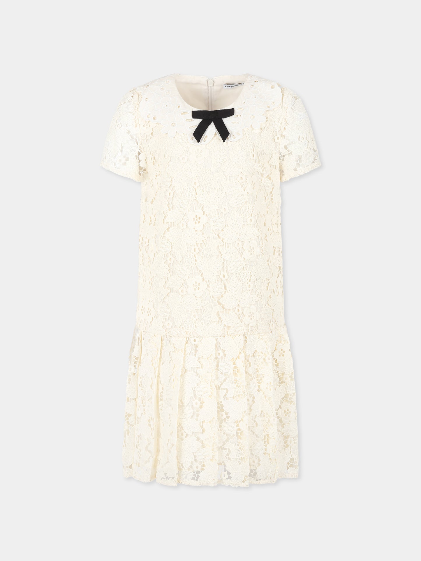 Vesito avorio per bambina con fiocco,Self-portrait,SS25-709S-C