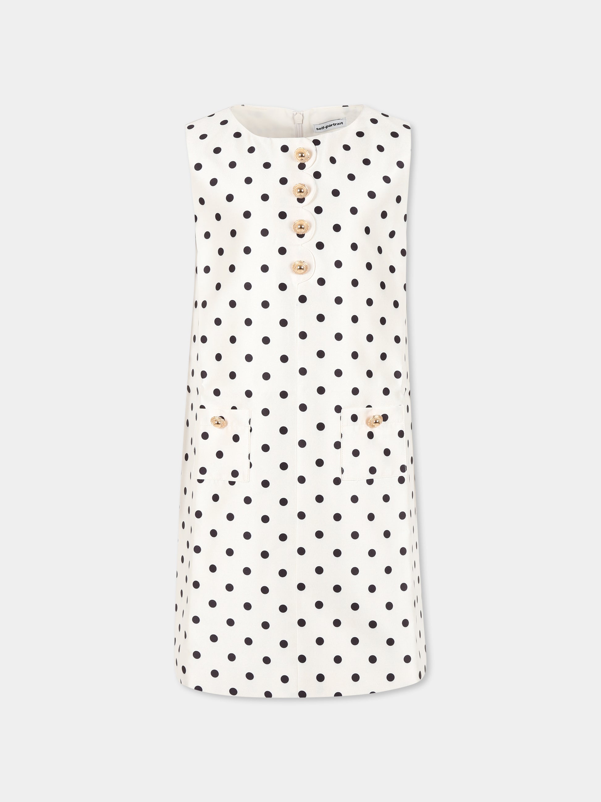 Vestito avorio per bambina con pois,Self-portrait,SS25-721S-C