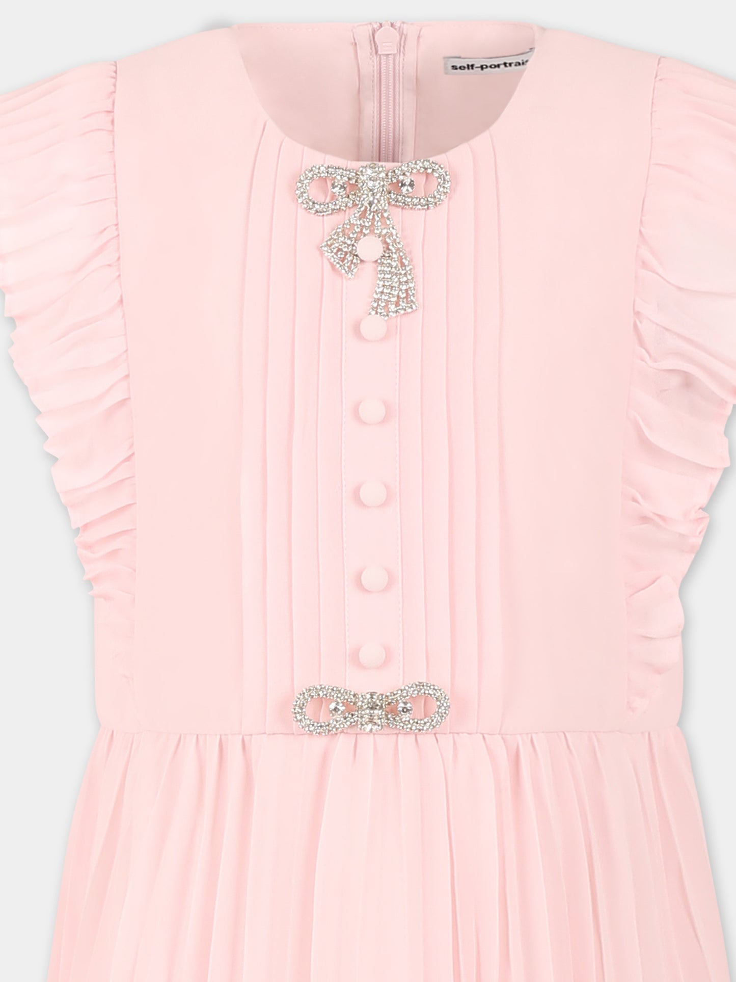 Vestito rosa per bambina con fiocchi,Self-portrait,SS25-733M-P