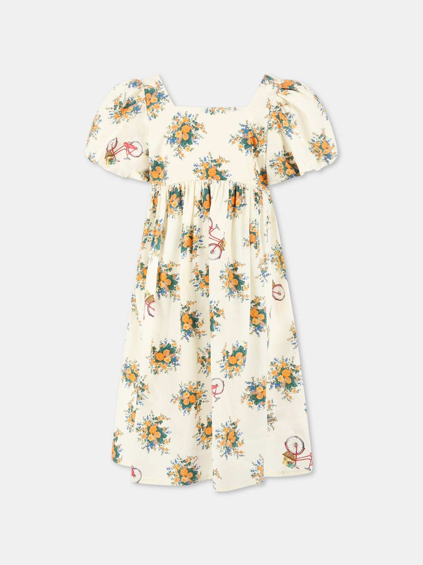 Vestito giallo per bambina con stampa floreale,Moschino Kids,HDV0GO LLB56 84435