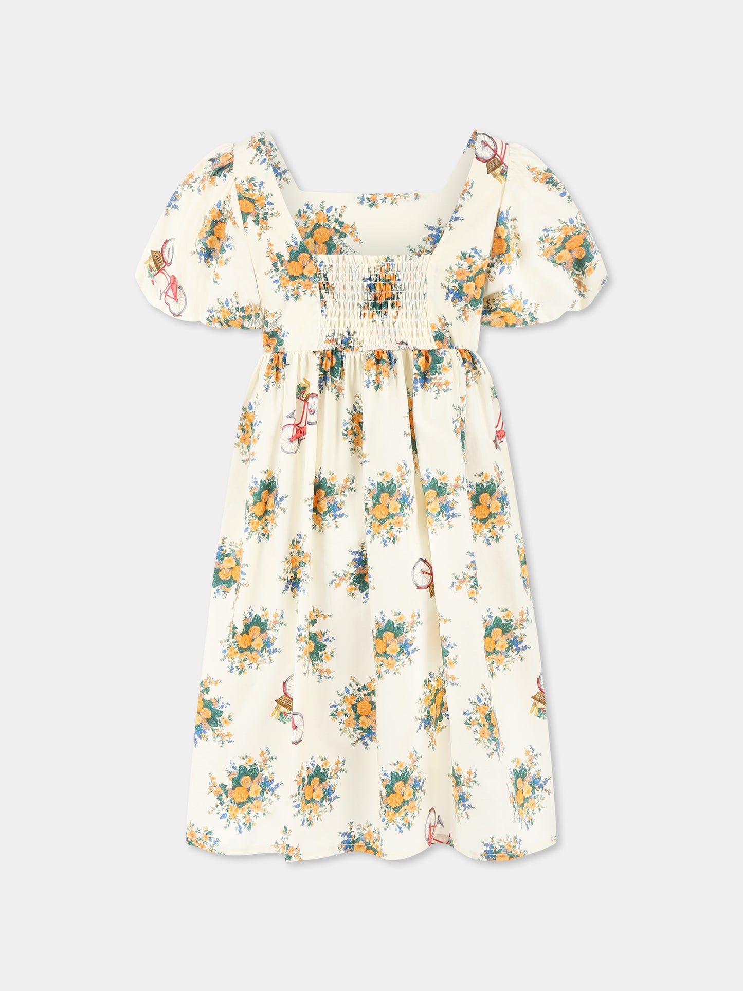 Vestito giallo per bambina con stampa floreale,Moschino Kids,HDV0GO LLB56 84435