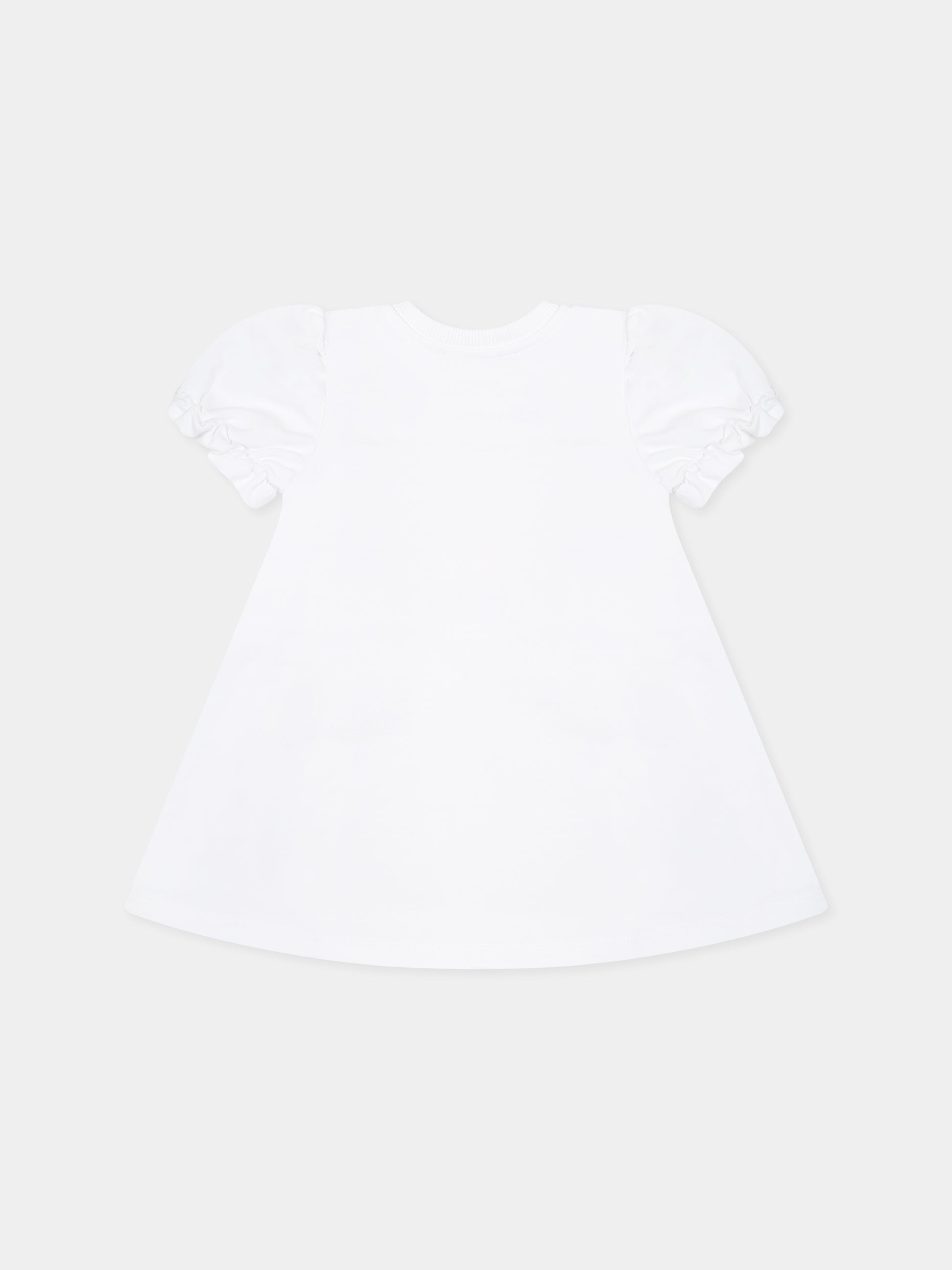 Vestito bianco per neonata con stampa bicicletta,Moschino Kids,MDV0CN LDA13 10101