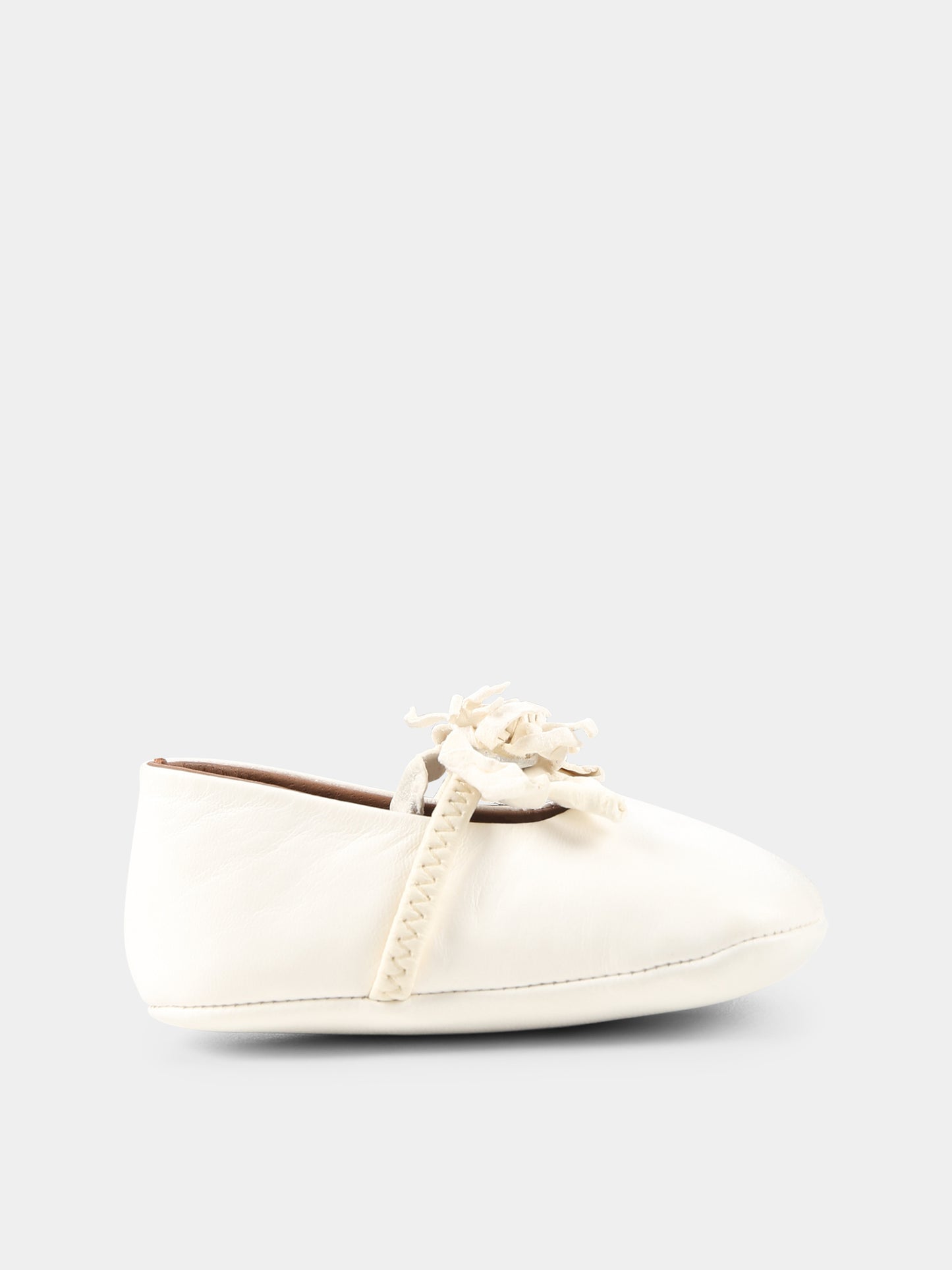 Ballerine bianche per neonata con fiore,Pèpè,00208 FLP NA BIANCO