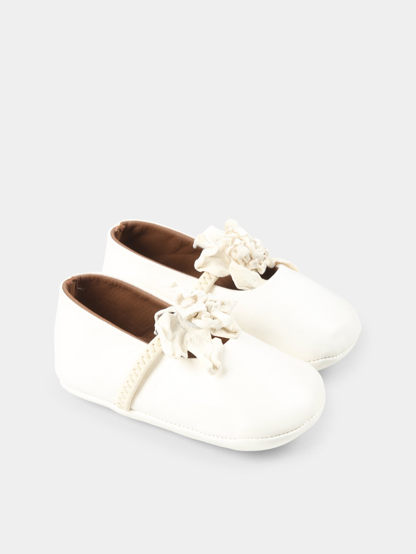 Ballerine bianche per neonata con fiore,Pèpè,00208 FLP NA BIANCO