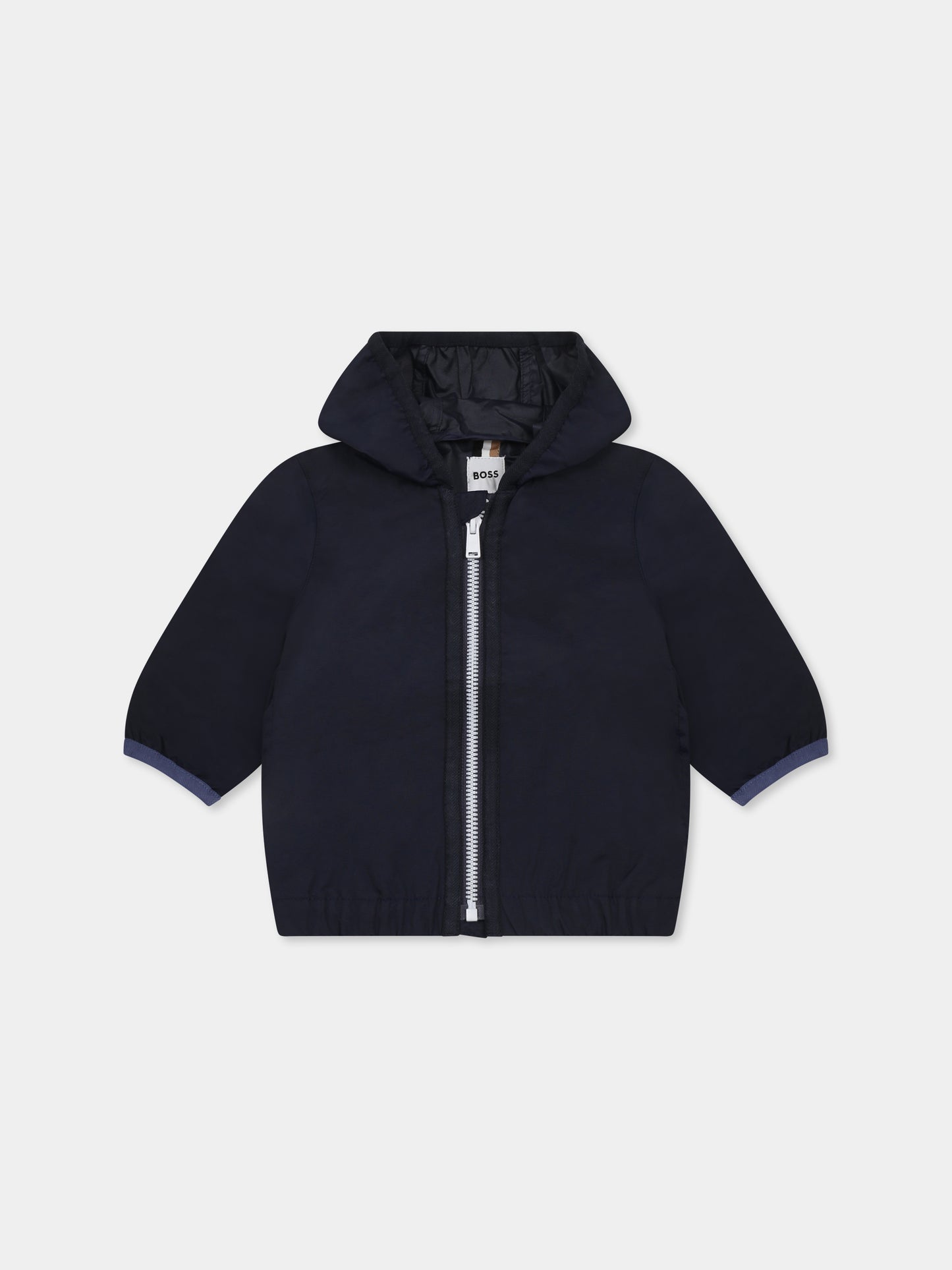 Giacca a vento blu per neonato con logo,Boss,J50620 849