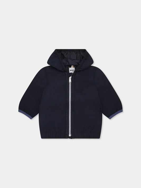 Giacca a vento blu per neonato con logo,Boss,J50620 849