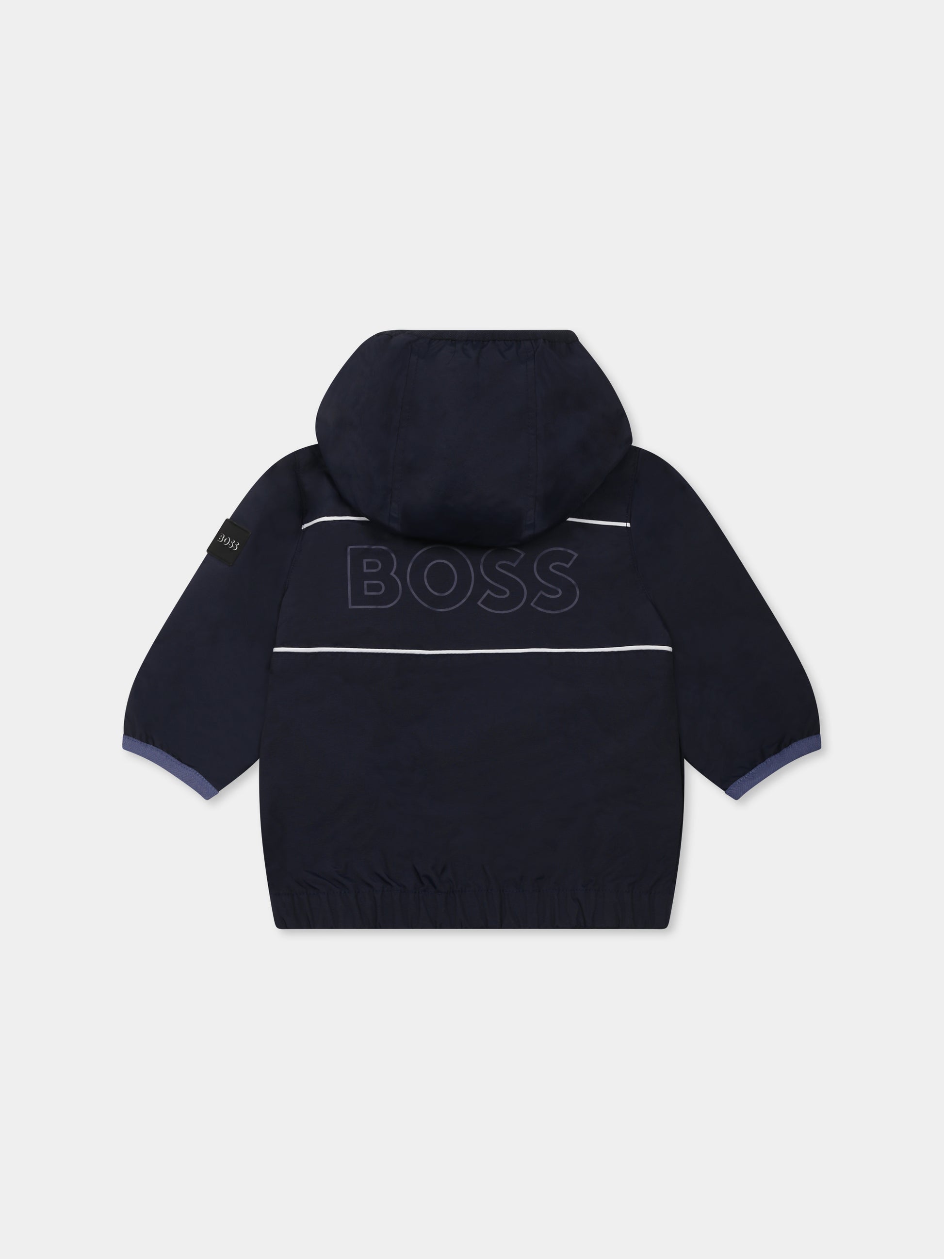 Giacca a vento blu per neonato con logo,Boss,J50620 849
