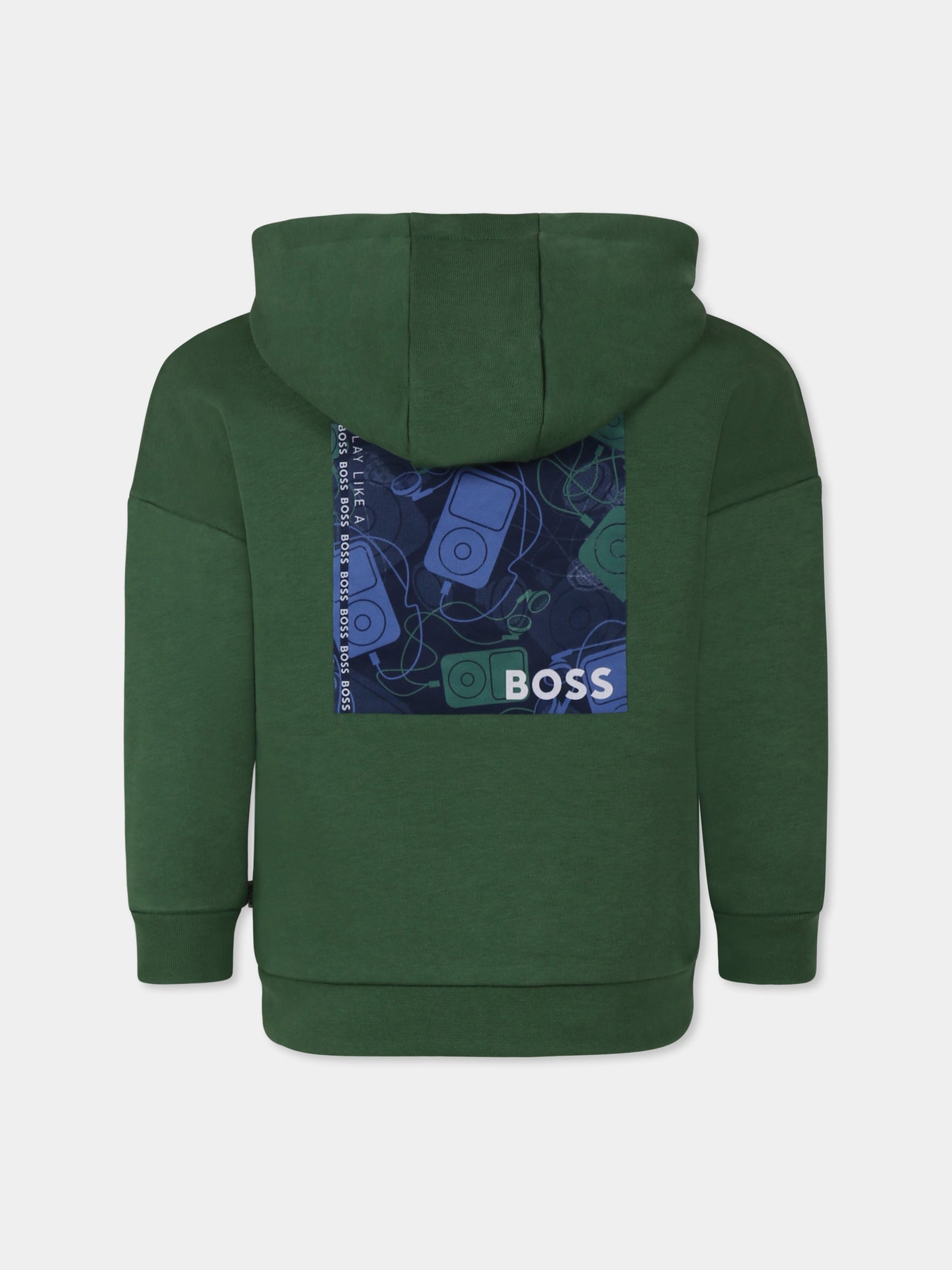 Felpa verde per bambino con logo,Boss,J50714 651
