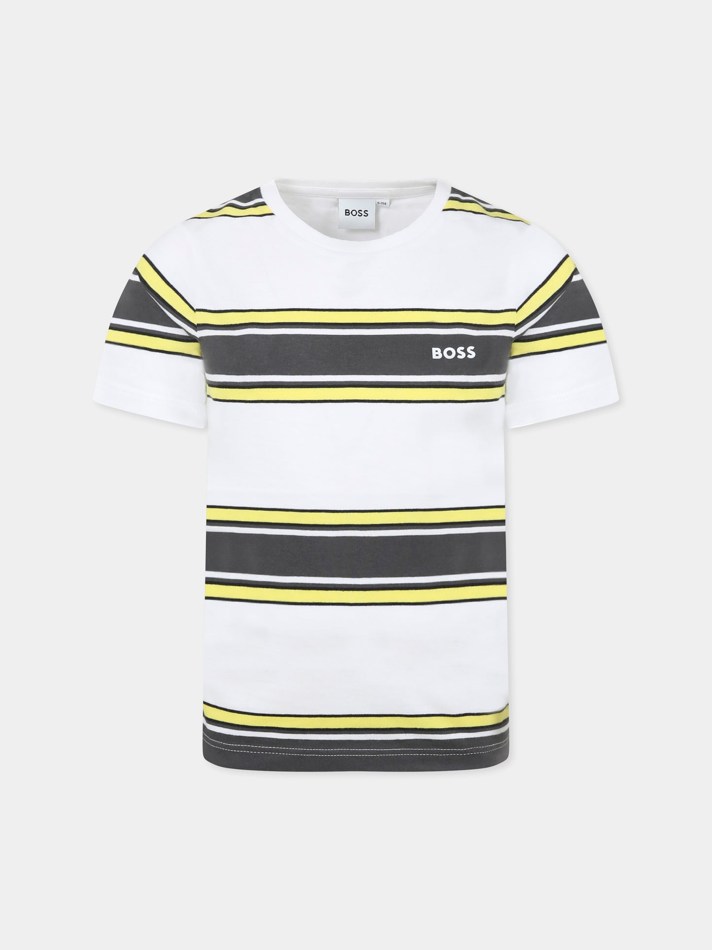 T-shirt bianca per bambino con logo,Boss,J50721 N05